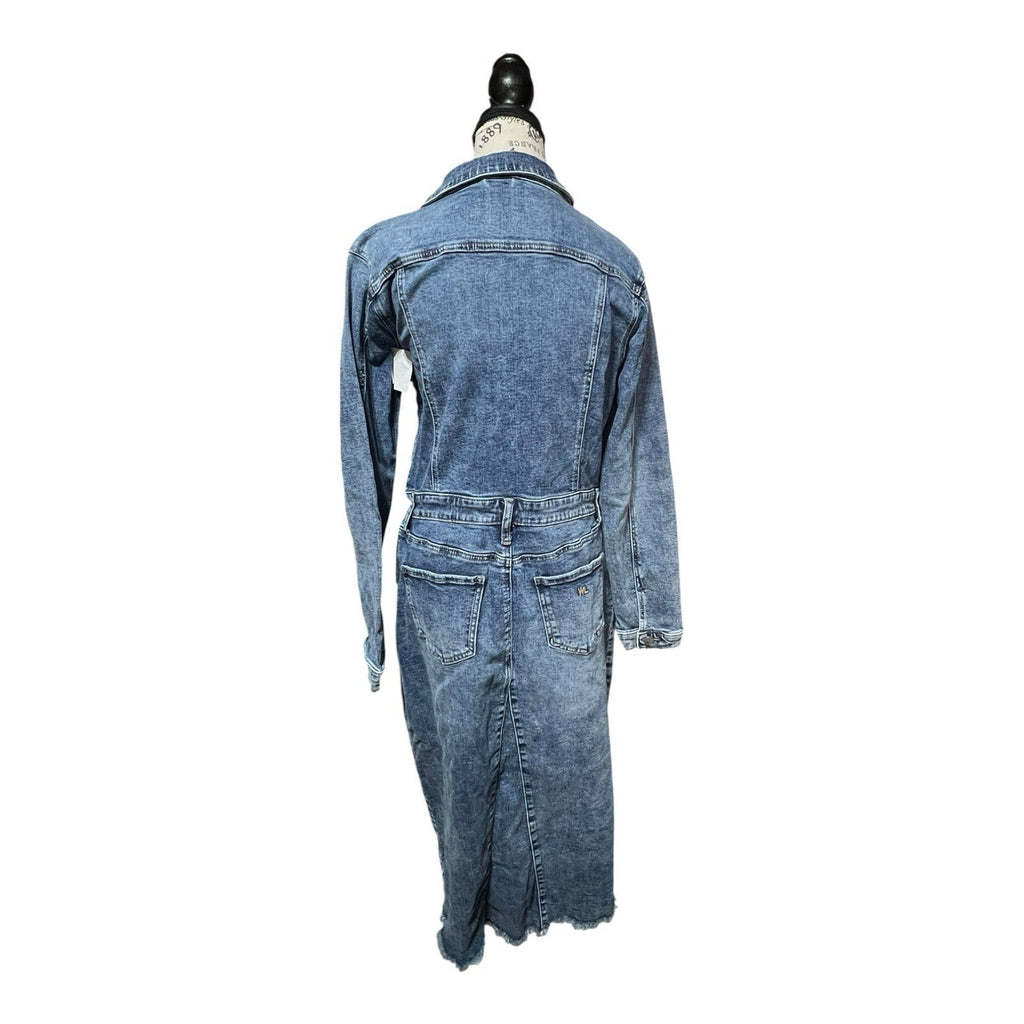 Wash Lab Raglan Denim Shirtdress button-up midi-length denim dress Size M