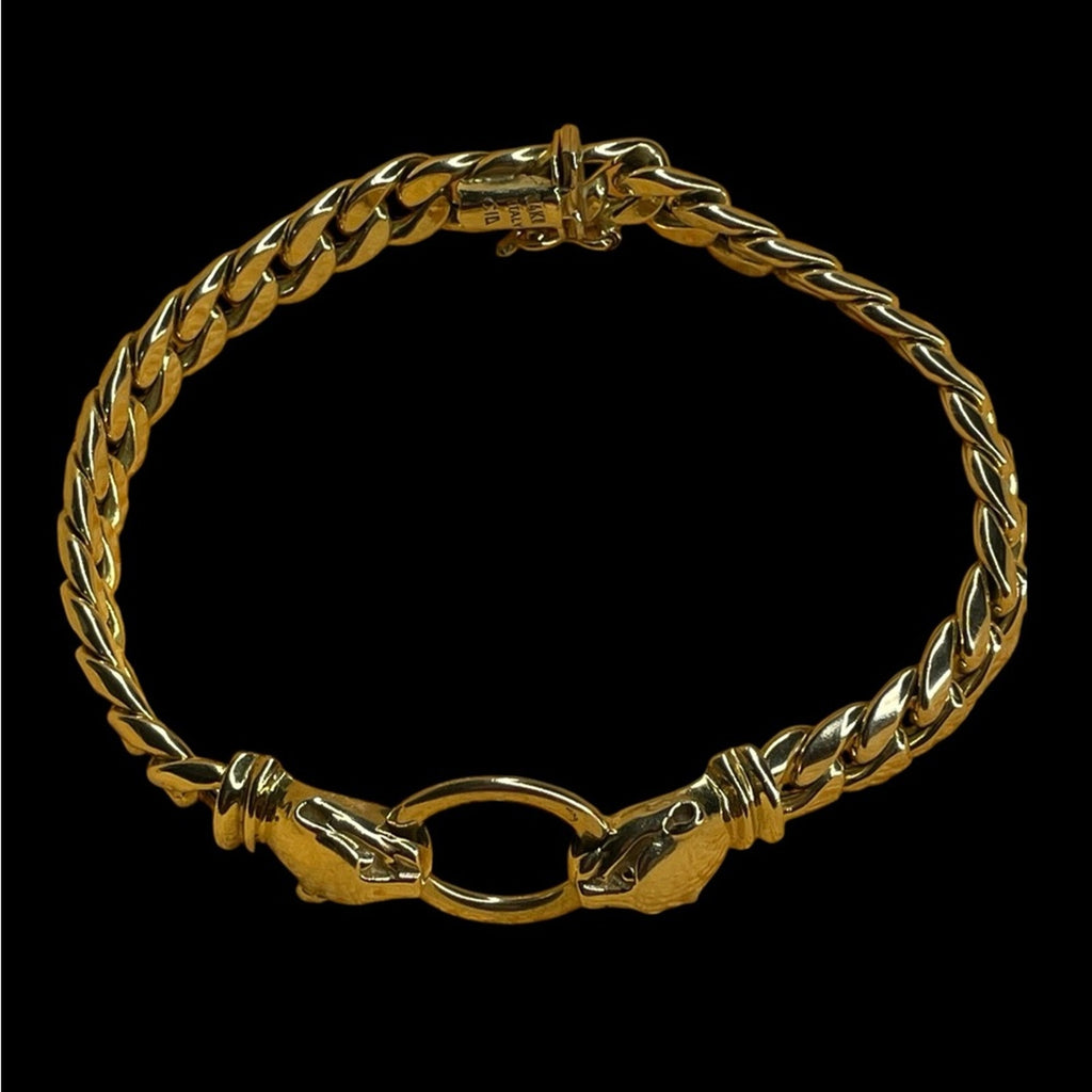 14k Italian Panther Head Rope Bracelet, CIA Marked 16.08 grams