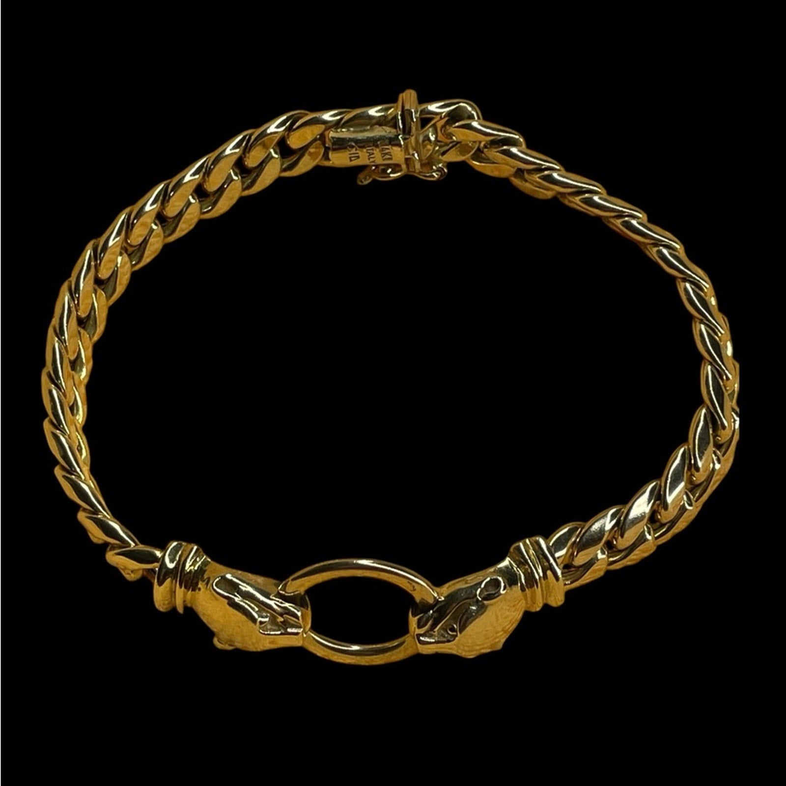 14k Italian Panther Head Rope Bracelet, CIA Marked 16.08 grams