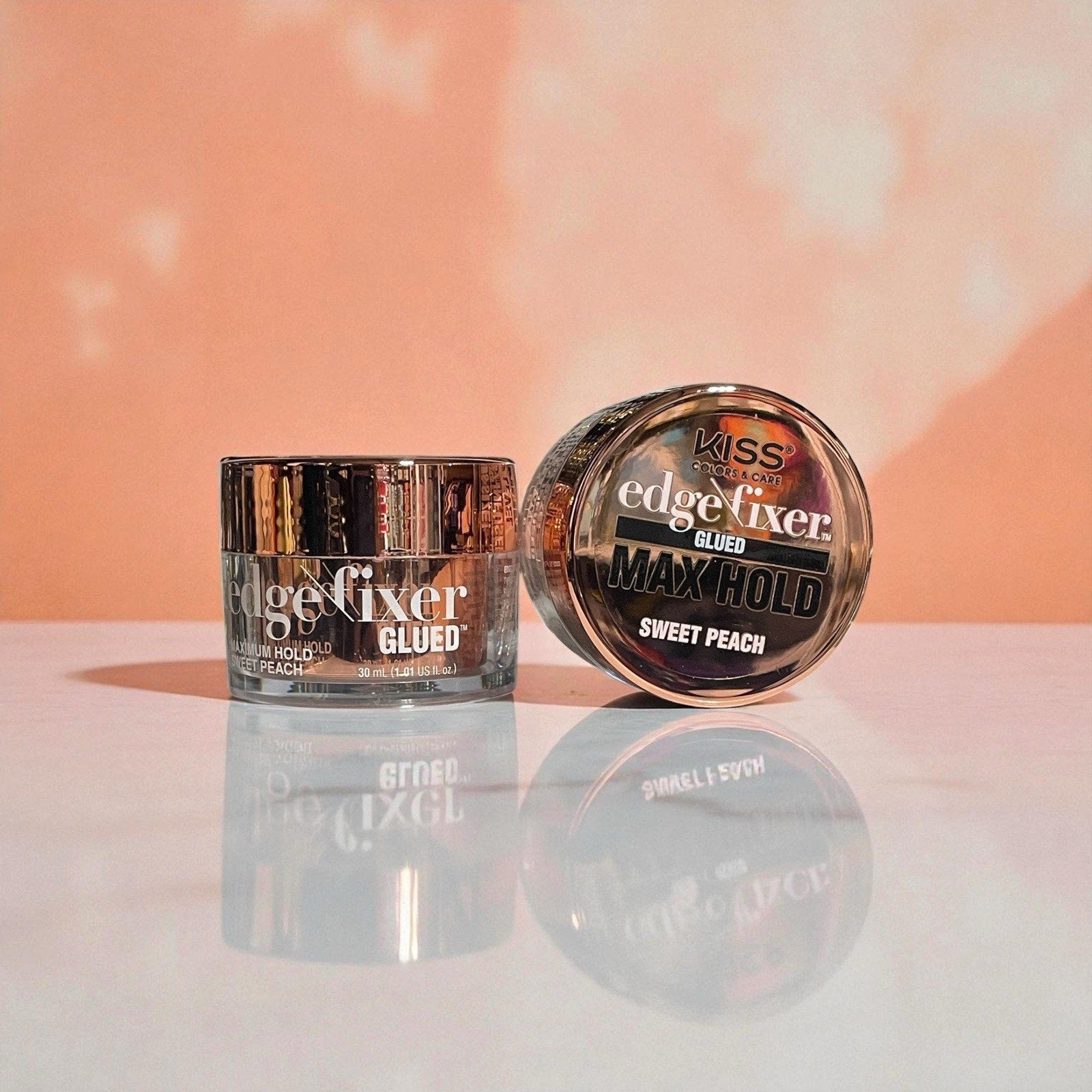 Kiss Edge Fixer Glued Max Hold 1.01 Oz Sweet Peach Set Of 2