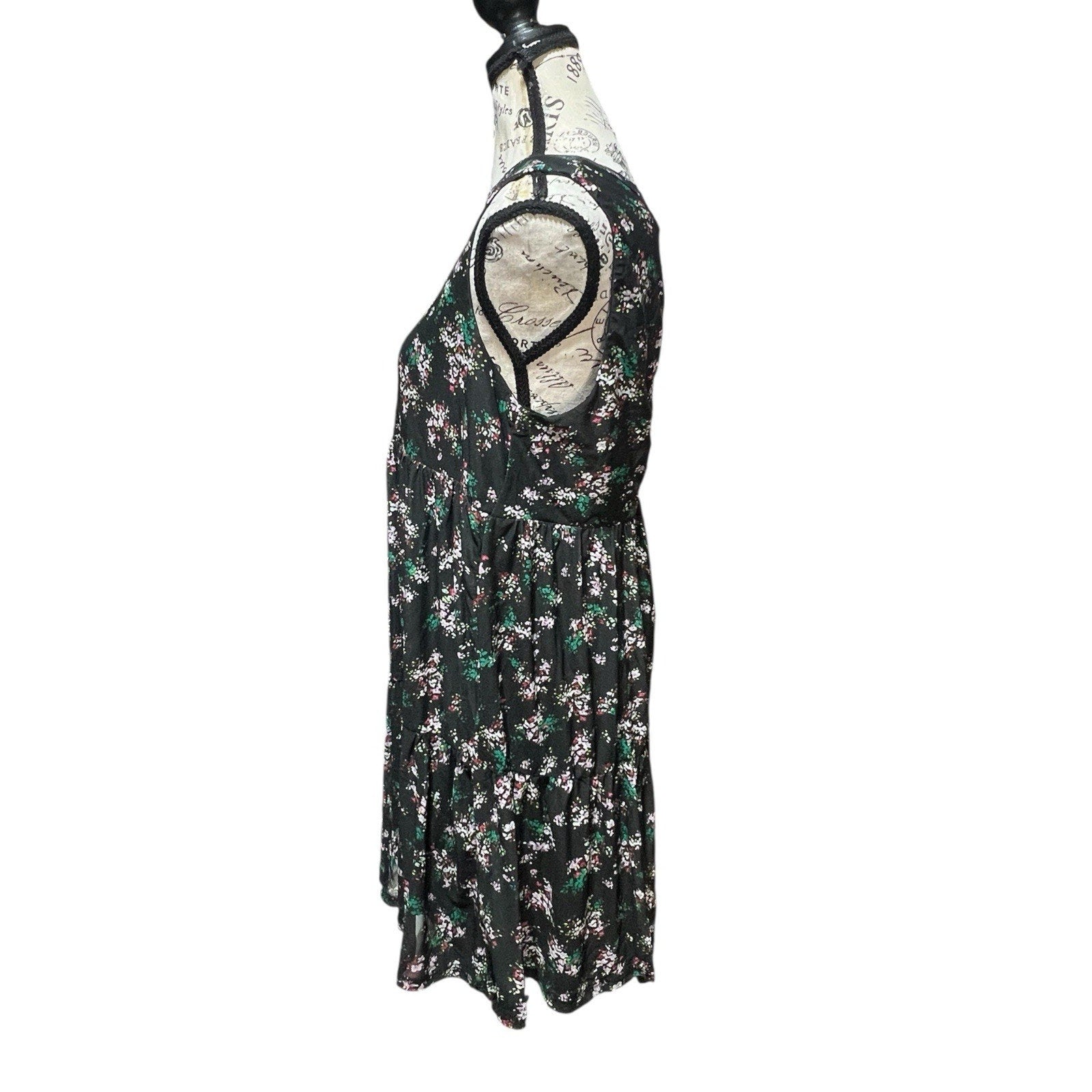 AFRM Black Floral Knee Length Dress Women’s Size M