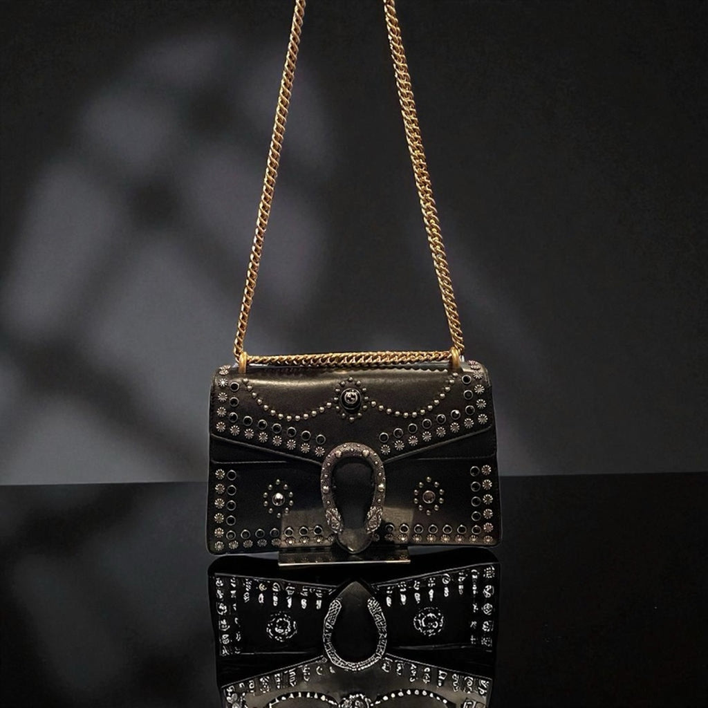 Gucci Dionysus Studded Small Shoulder Bag in Black COA IS INCLUDED and Dust bag