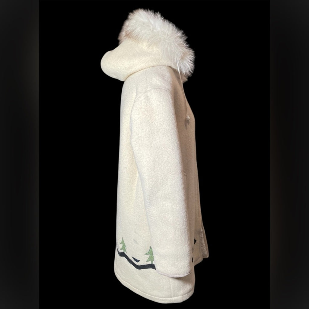 Vintage Hudson’s Bay Company One Hundred Percent Wool Coat with Fur Trim