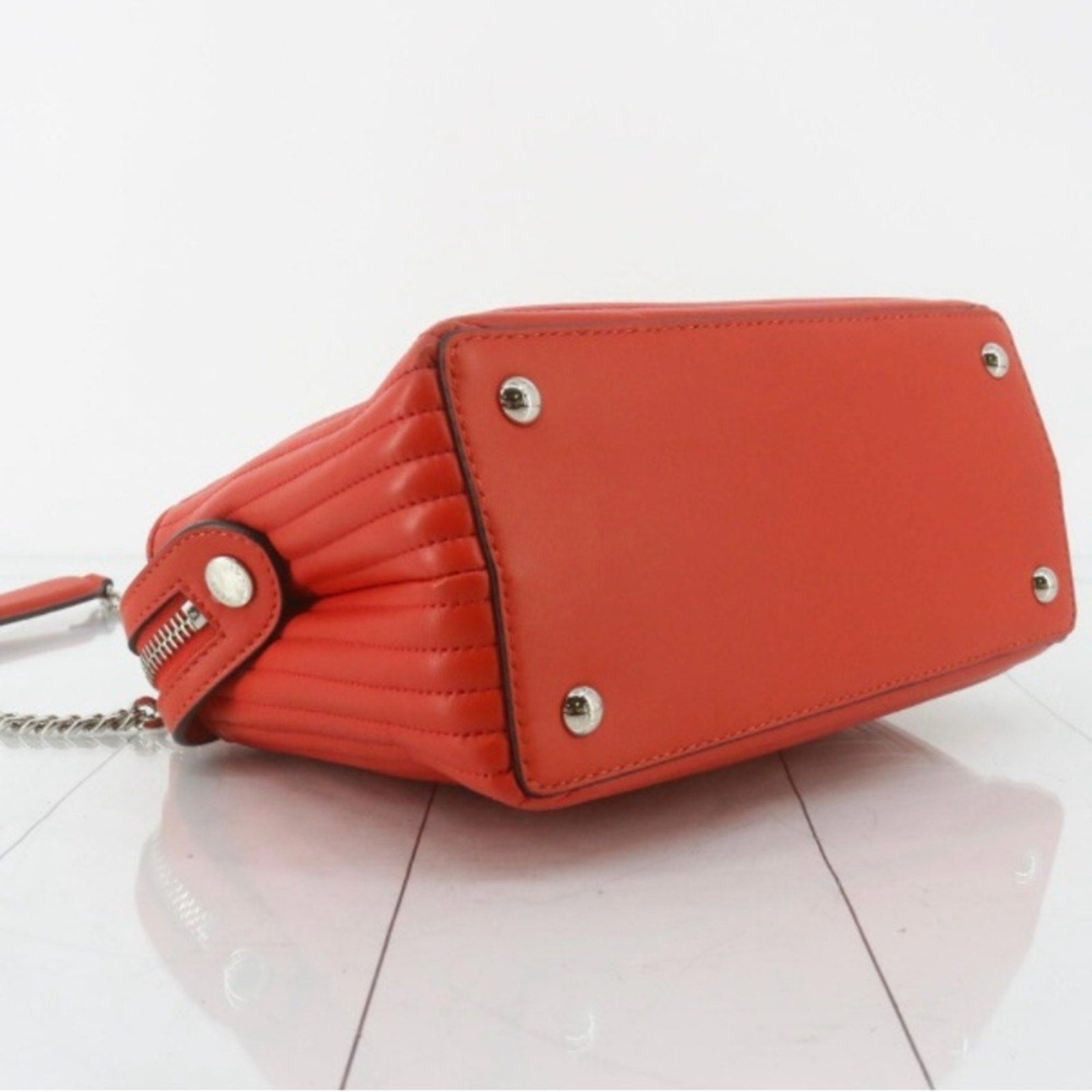 Fendi Dotcon Orange Leather Quilted Shoulder Bag