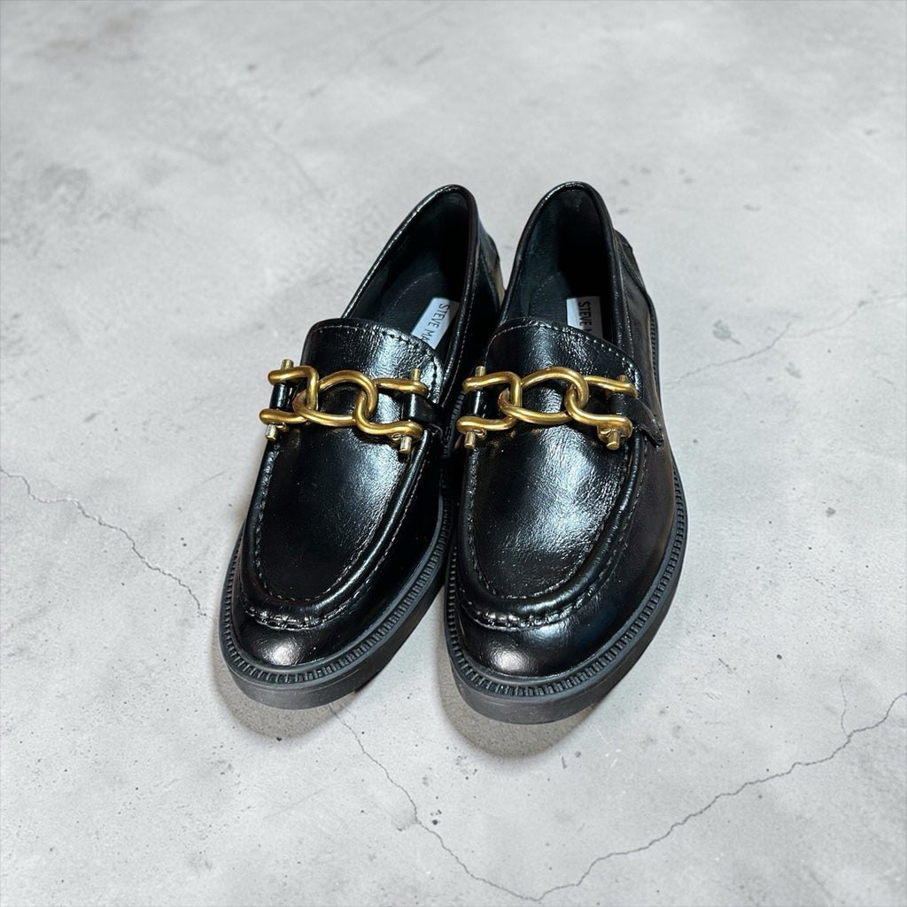 Steve Madden Lands Black Leather Loafers Women’s Shoe Size 7 M Leather Uppper