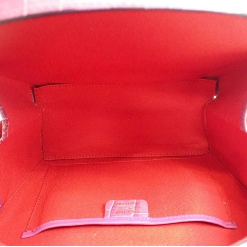 Celine Pink Crocodile-Embossed Women's Hand bag