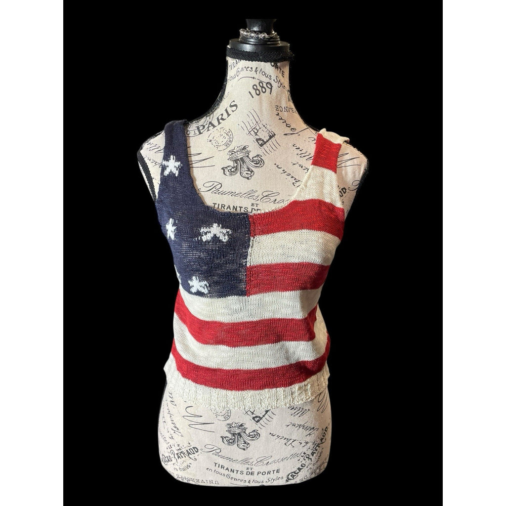 Angie American Flag Knit Tank Top - Small, NWT