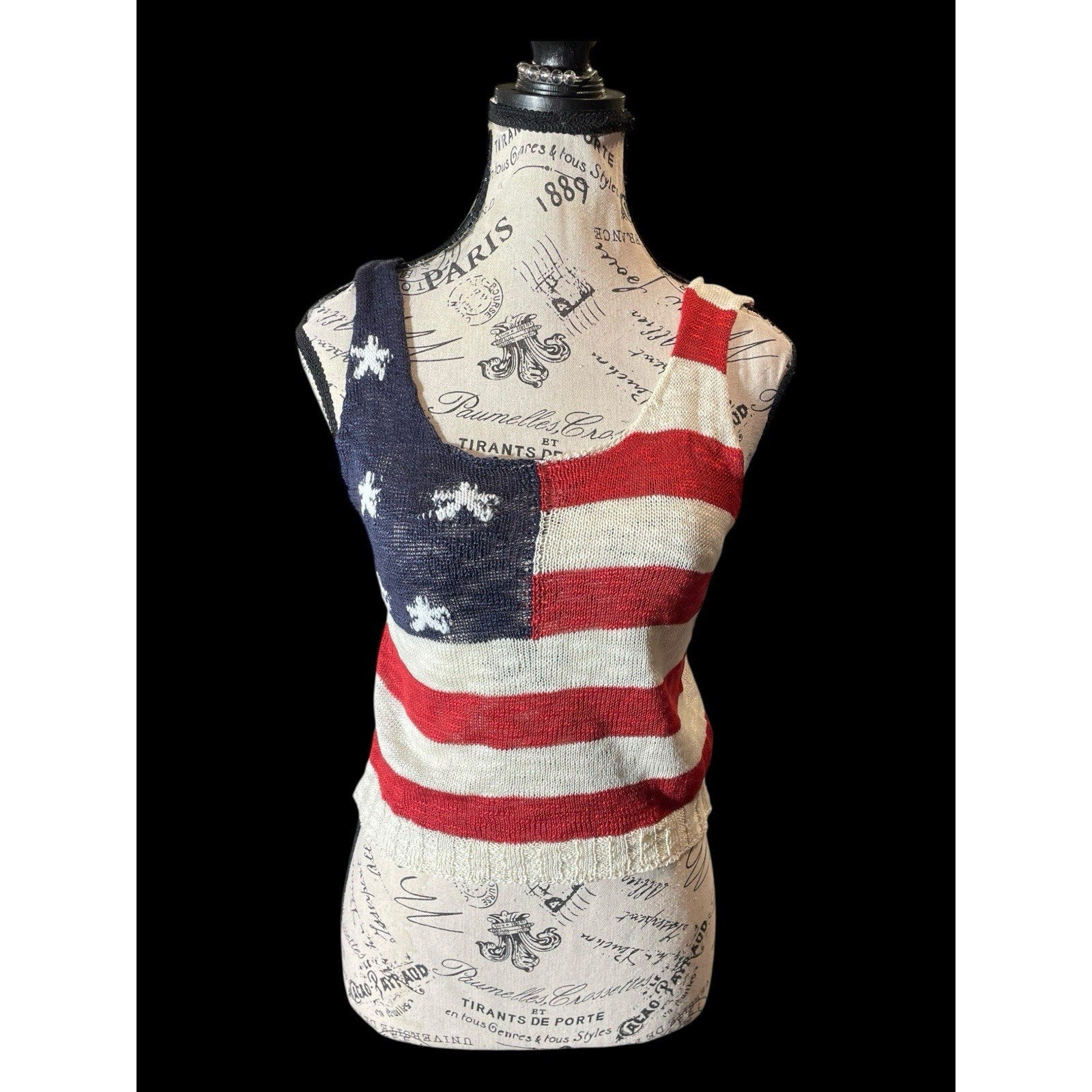 Angie American Flag Knit Tank Top - Small, NWT