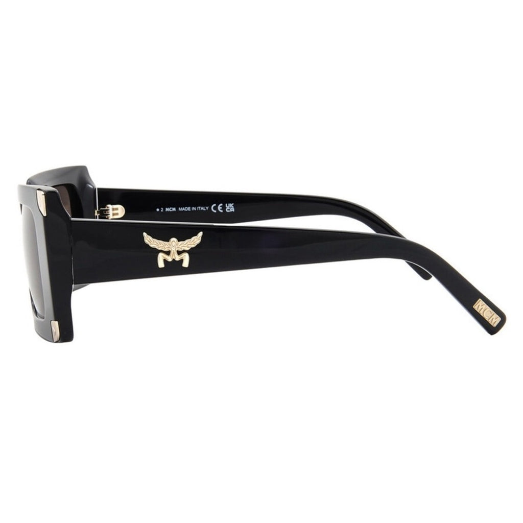 MCM Smoke Pilot Black Rectangular Sunglasses with Gold Accents NWT MSRP $350