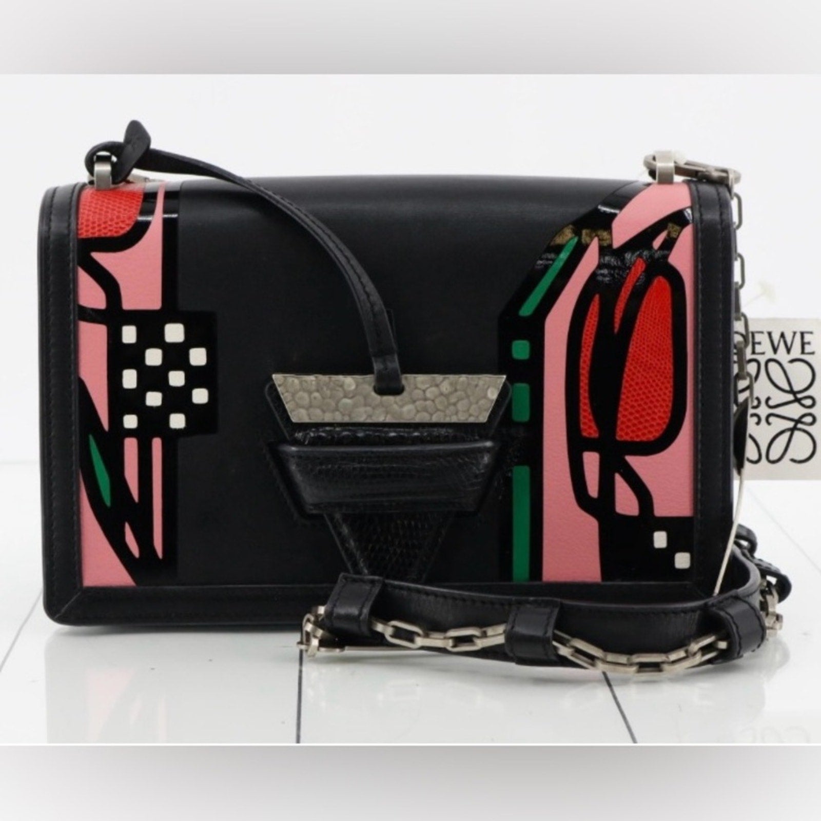 Loewe Barcelona Tulip Black and Pink Shoulder Bag with COA