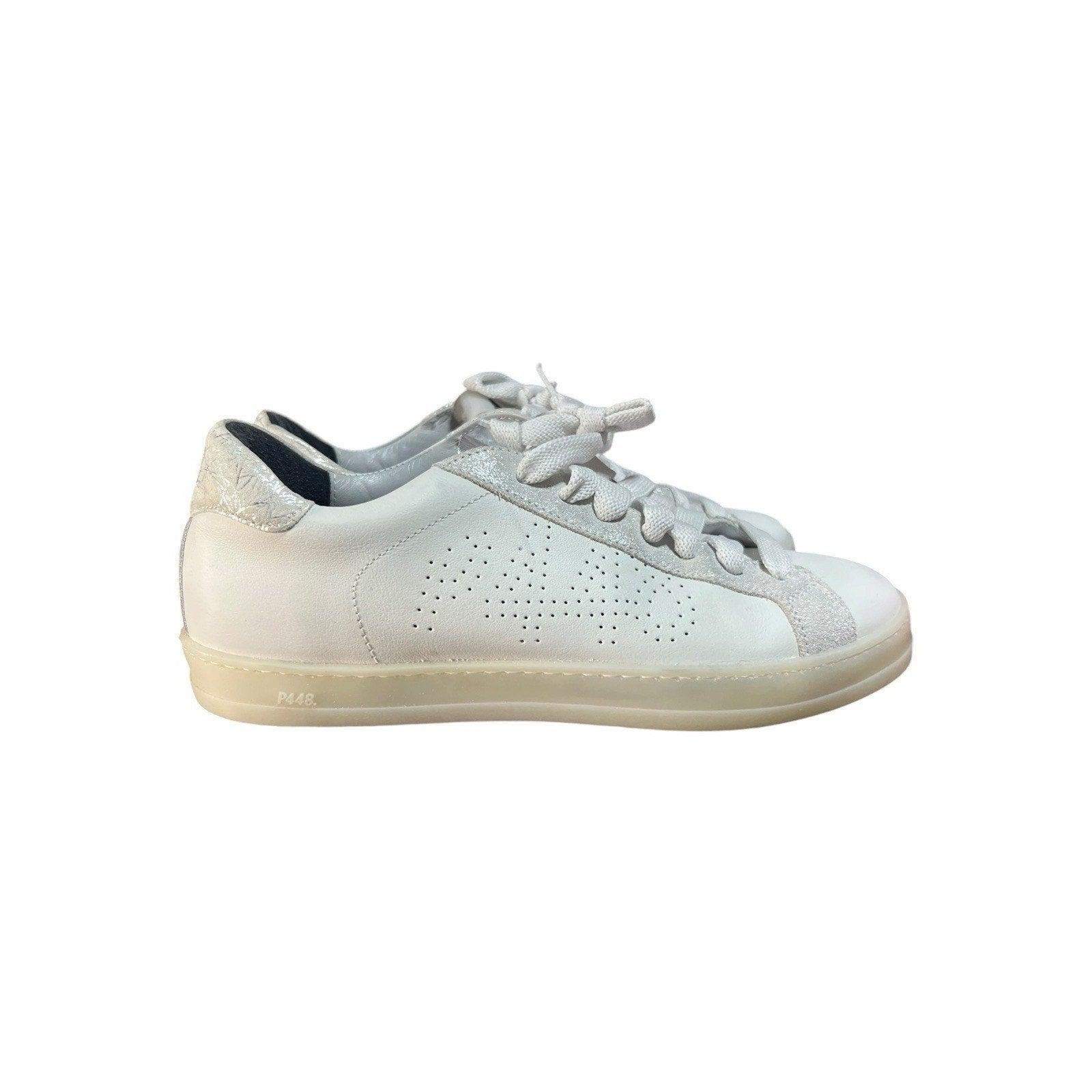 P448 John sneakers in white leather with silver accents EU 38