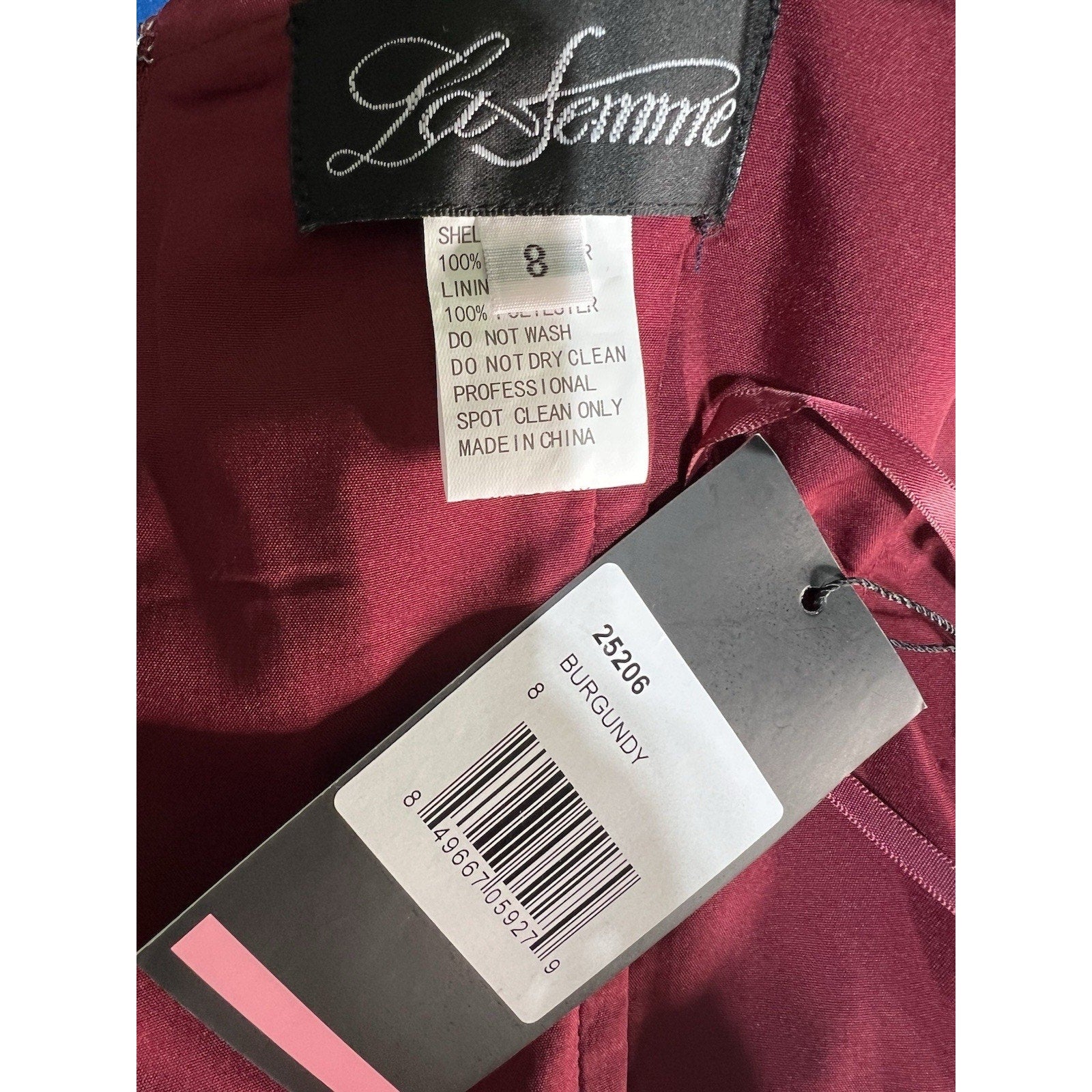 La Femme Burgundy Body Contour Maxi Dress Women’s Size 8 MSRP $599