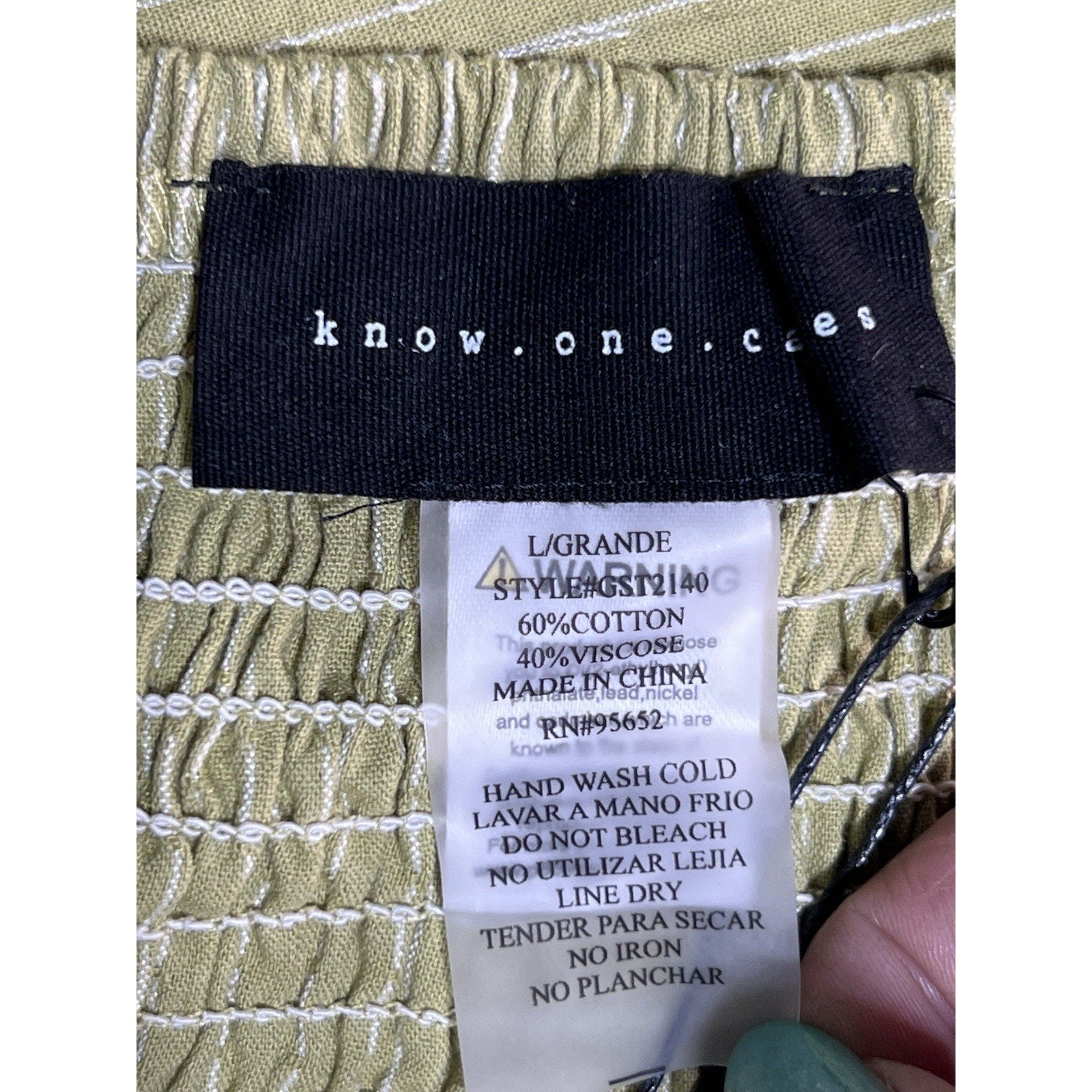 Know One Cares Green Smocked Crop Tank Top Size L NWOT
