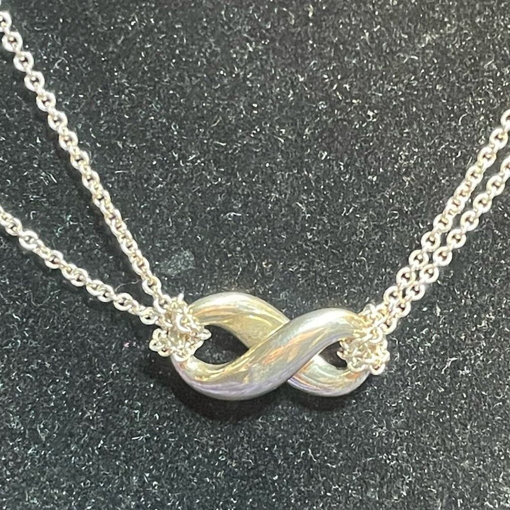 Tiffany and Co. Double Stranded 925 Sterling Silver infinity Necklace