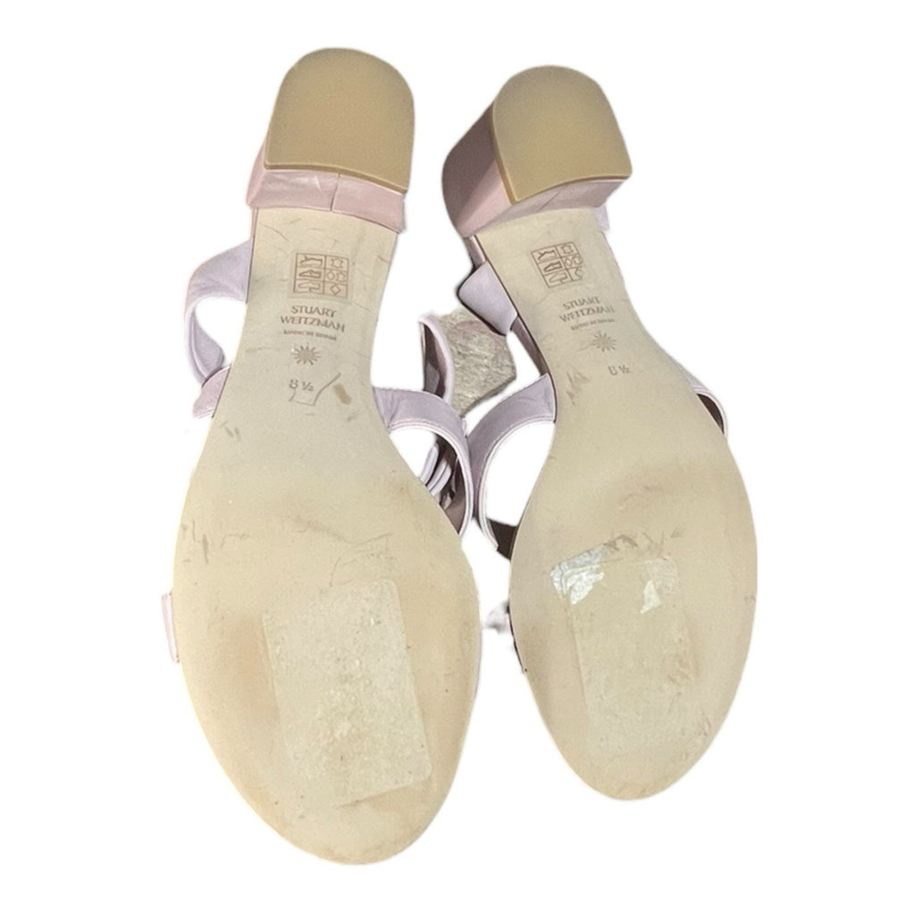 Stuart Weitzman Criss Cross Bow Knot Block Heel Sandals in a pinkish Size 8.5