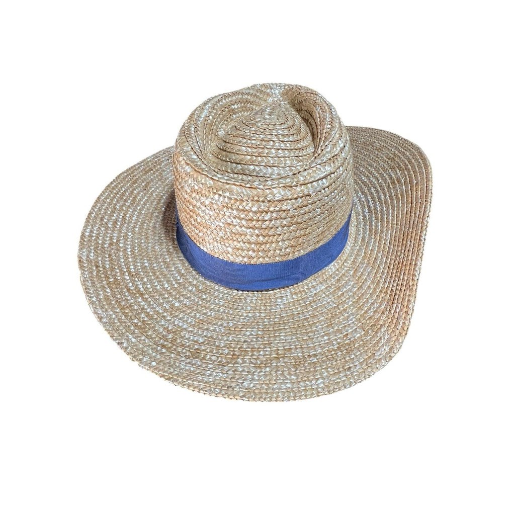 Brixton Joanna Hat Honey/Joe Blue Straw Hat NWT