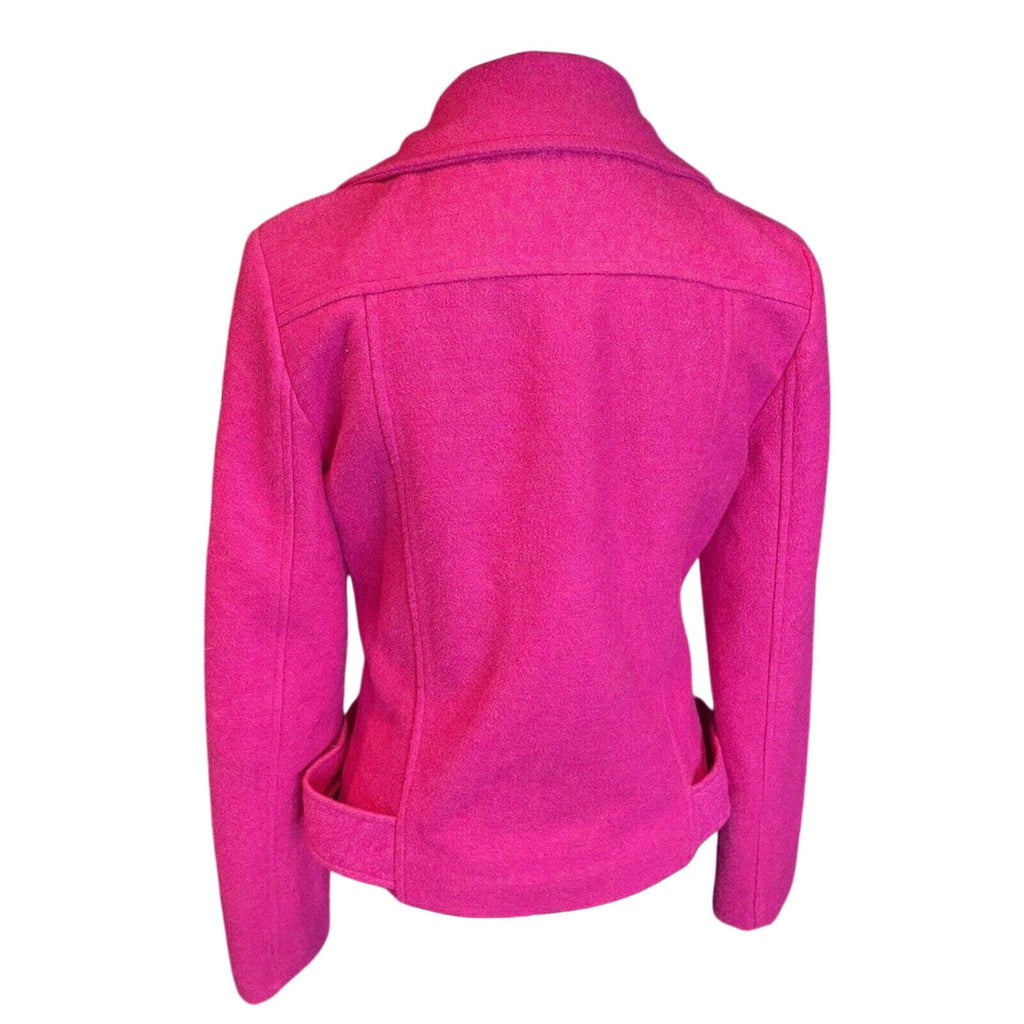 Signature Eight Wool Blend Hot Pink Moto Fashion Jacke‎ Women's Size M