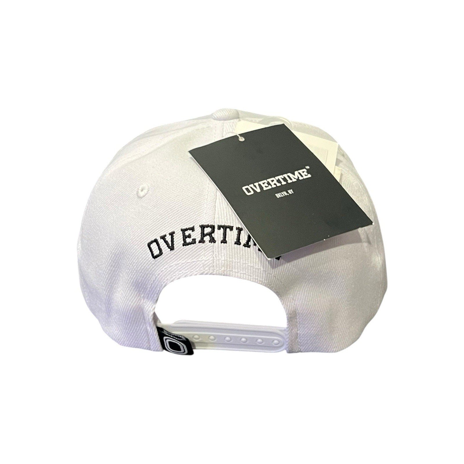 Overtime Adult Flat Brim Snapback Logo Contrast Undervisor Baseball Hat - White