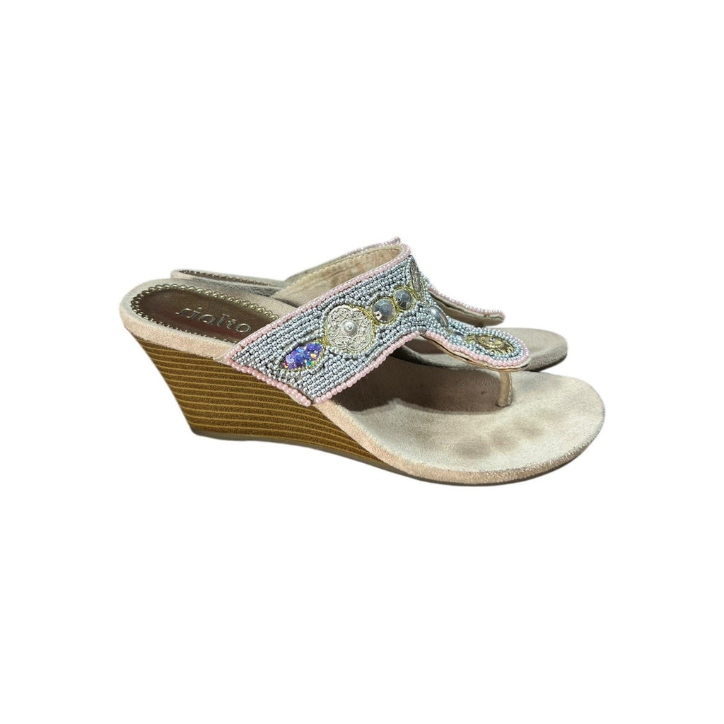 Rialto Beaded Sandals With 3 In Wedge Heel Size 7.5