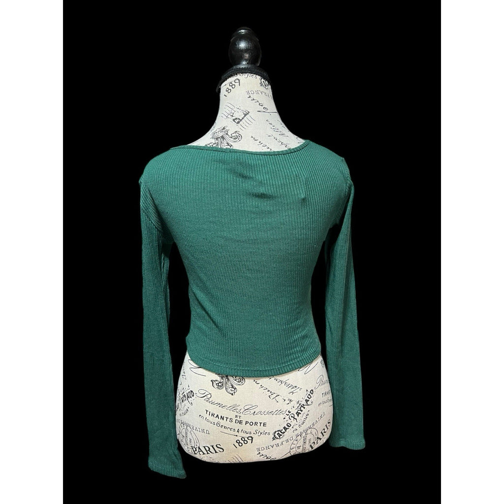BDG Green Faux Wrap Cropped Shirt Women’s Size S NWT
