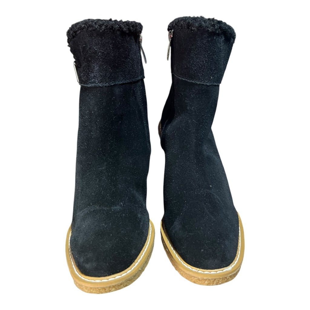 Franco Sarto Ulayna suede wedge ankle boots with a faux fur Size 8.5