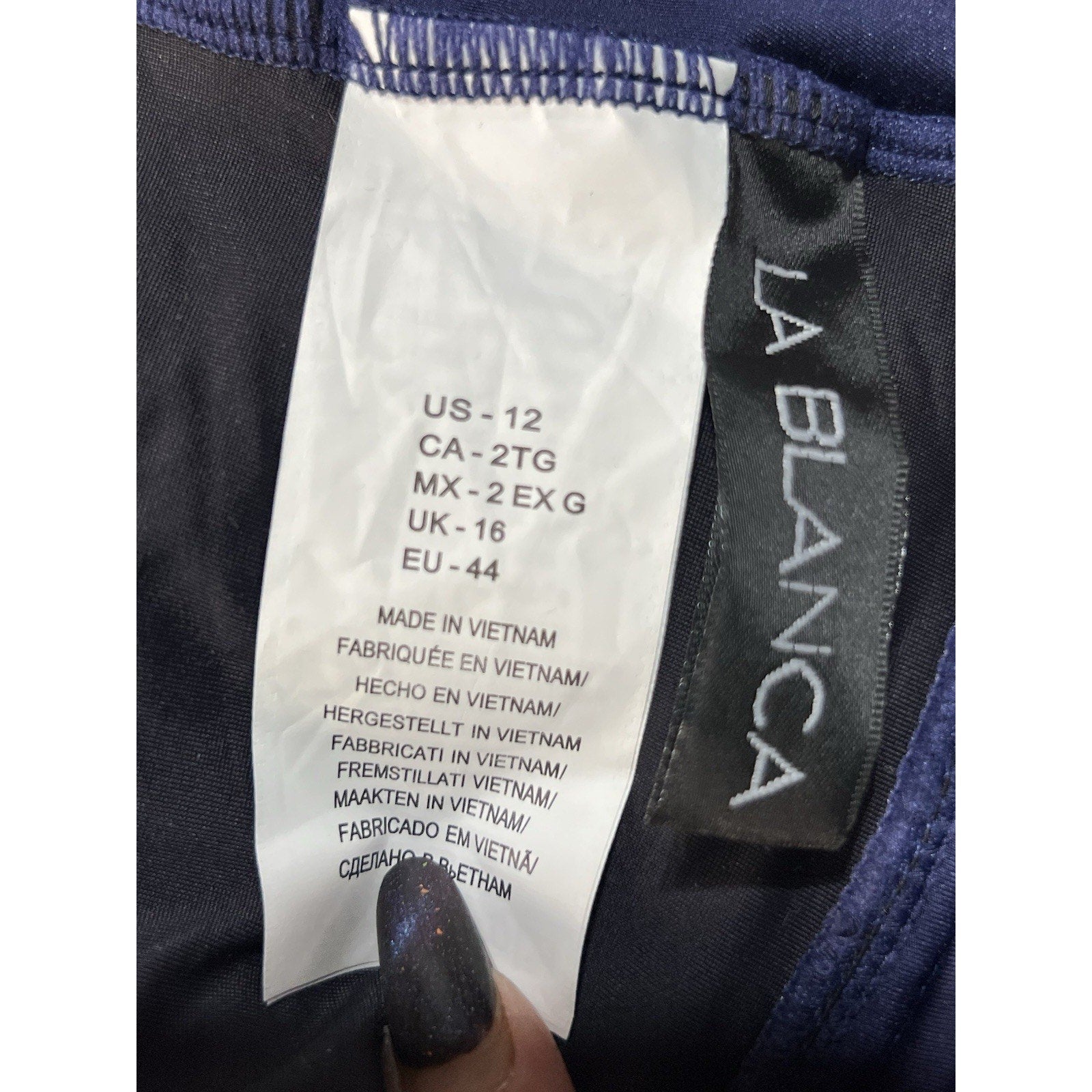 La Blanca Multi-Strap Cross-Back One Piece Swimsuit Indigo Size 12 MSRP $125