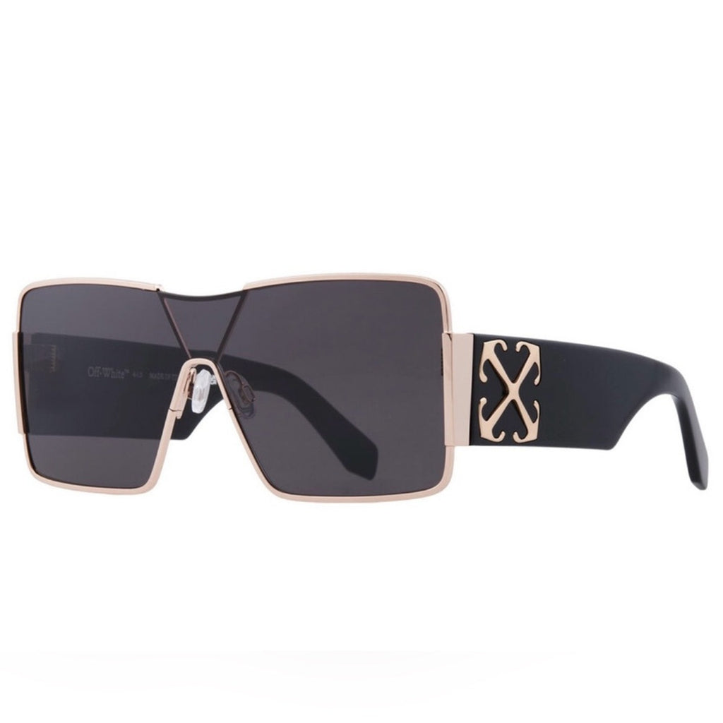 Off white Aspen Dark Gray Black Sunglasses with Gold Accents New MSRP $465