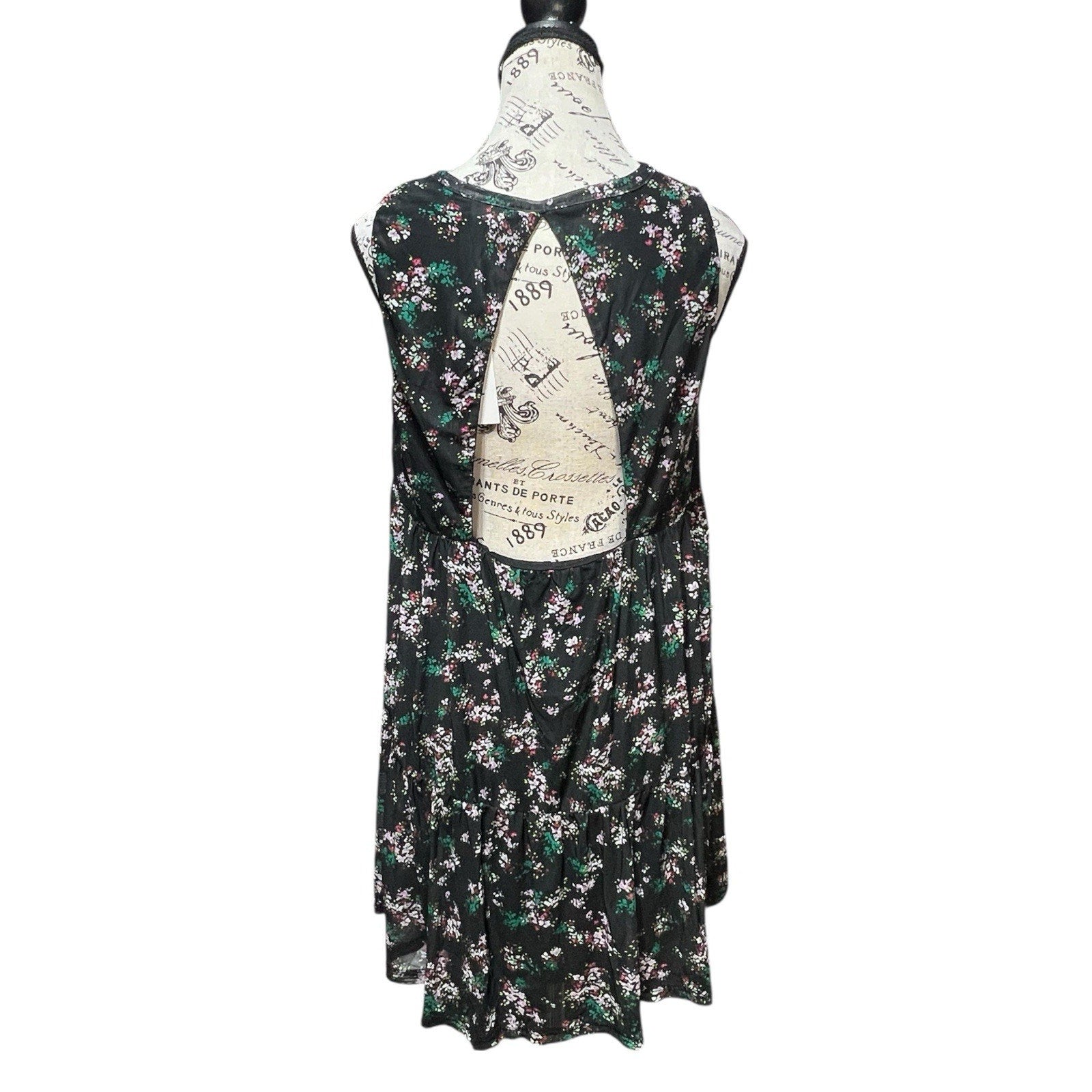 AFRM Black Floral Knee Length Dress Women’s Size M