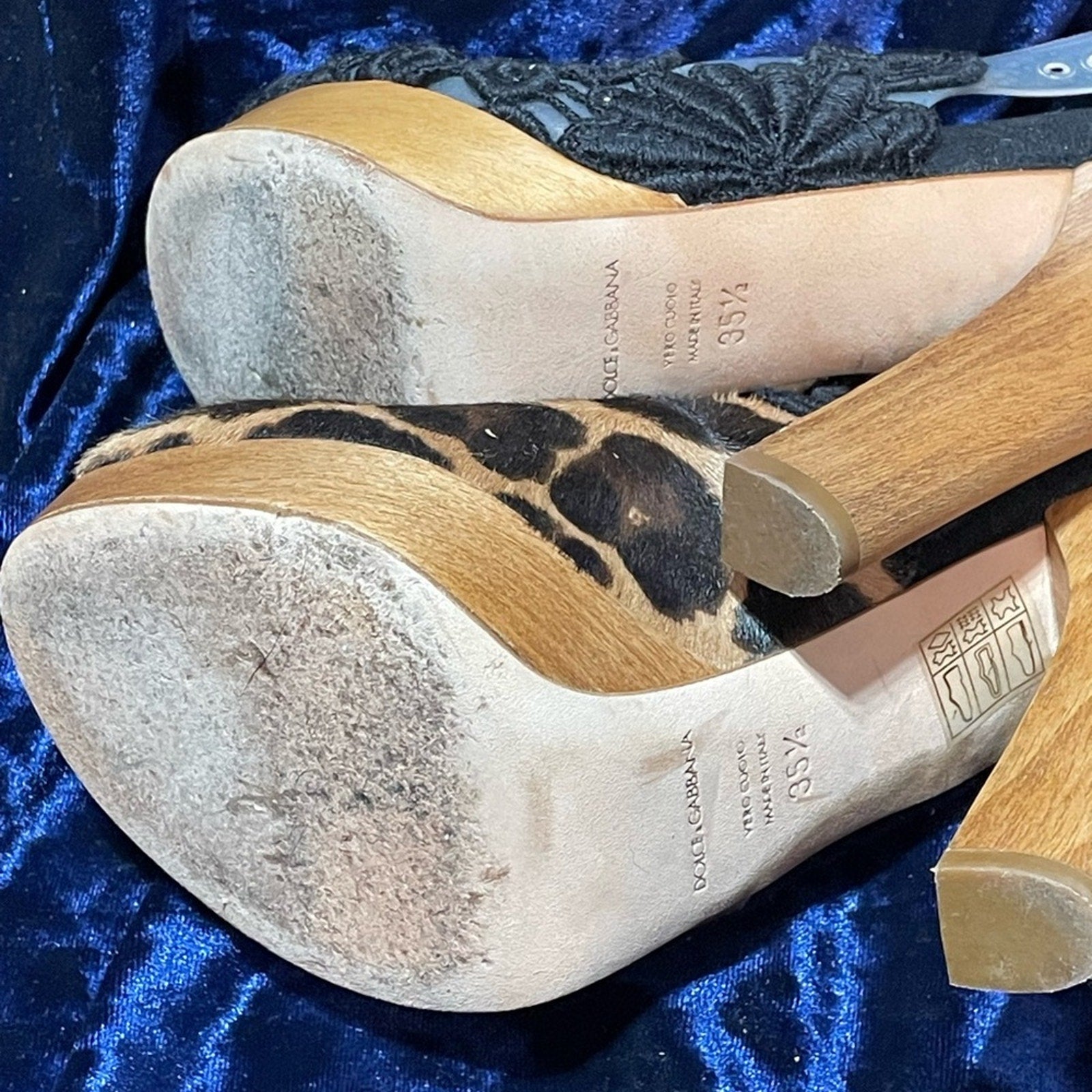 Dolce and Gabbana Calf Suede wooden Heels women’s Shoe Size 35.5 or us 5.5
