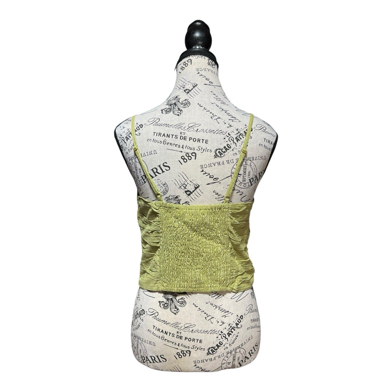 Know One Cares Green Smocked Crop Tank Top Size L NWOT