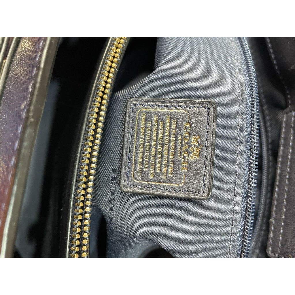 Coach Swagger Shoulder bag in navy Blue pebbled leather.