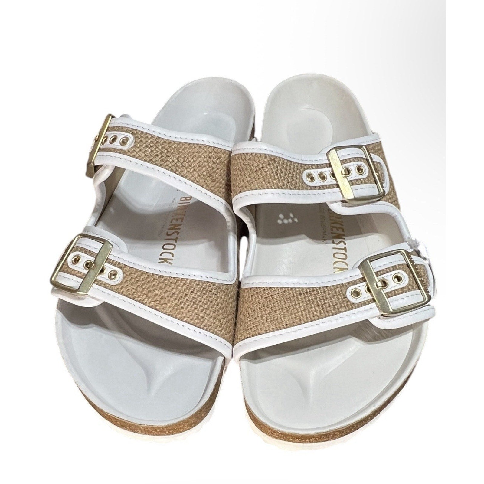 Birkenstock Arizona Nature Jute model in a white and natural textile EU 42 US 11
