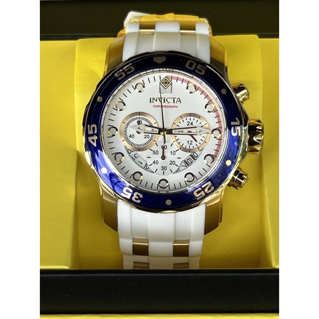 Invicta Men's Pro Diver With White Silicone Band And Blue Bezel 48MM