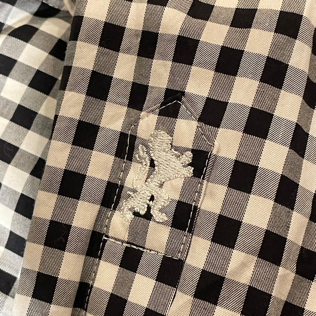 Bugatchi Uomo Black & White Checkered Button-Up – Men’s 16.5, Flip Collar,