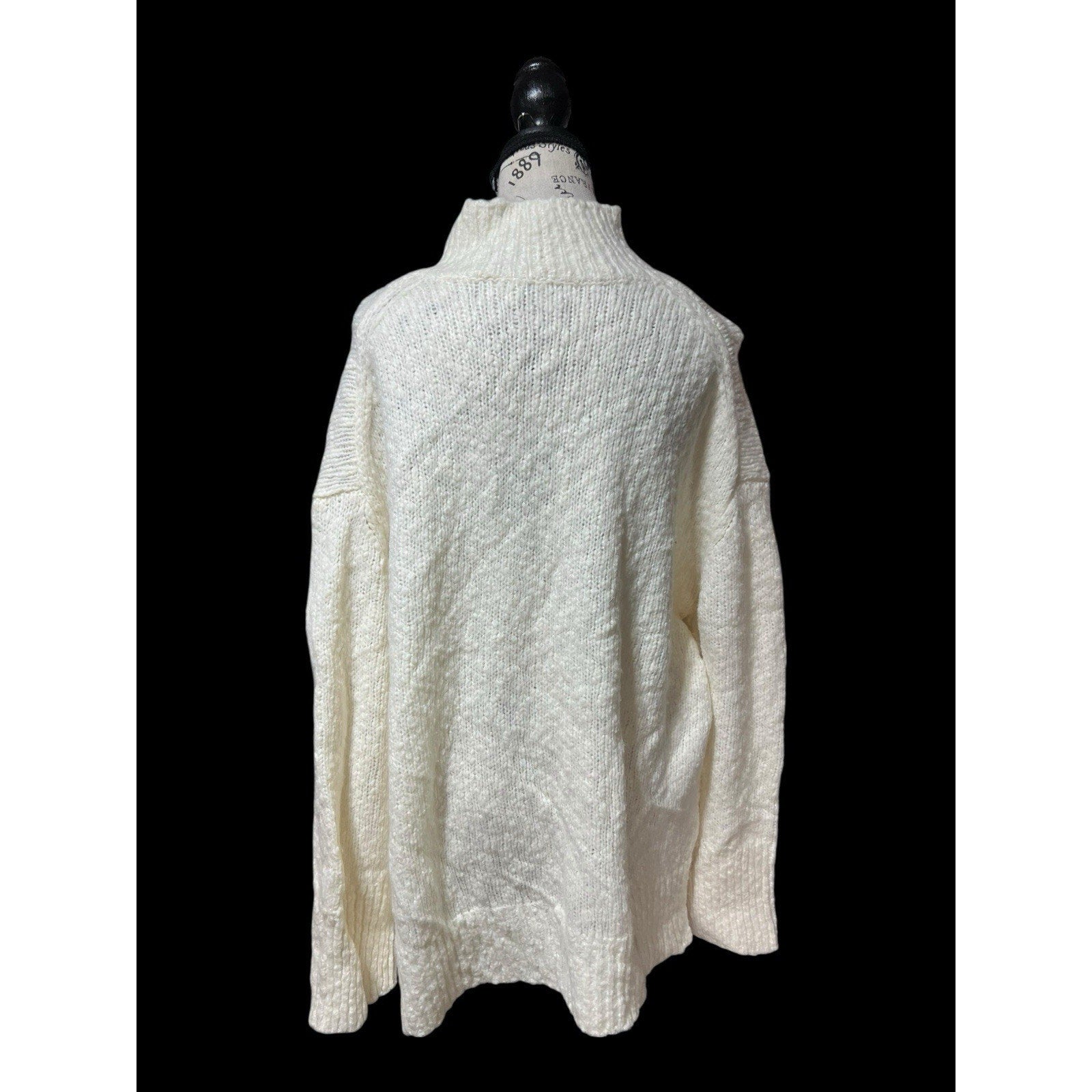 Vince Turtleneck Wool Blend Tunic Sweater in Cream Womens Size XL MSRP $445