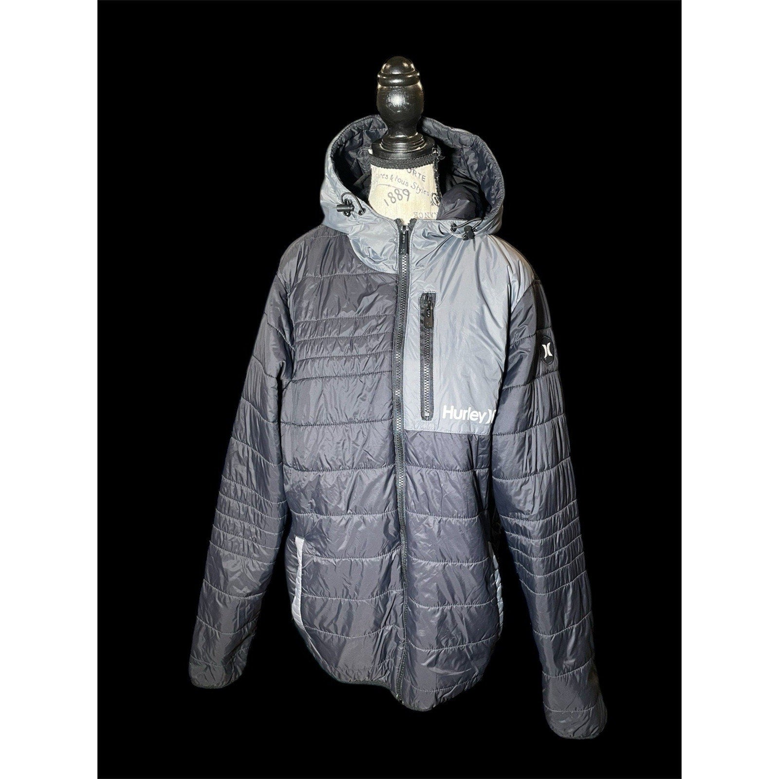 Hurley Mens Large Lightweight Nylon Jacket Packable Windbreaker Athletic