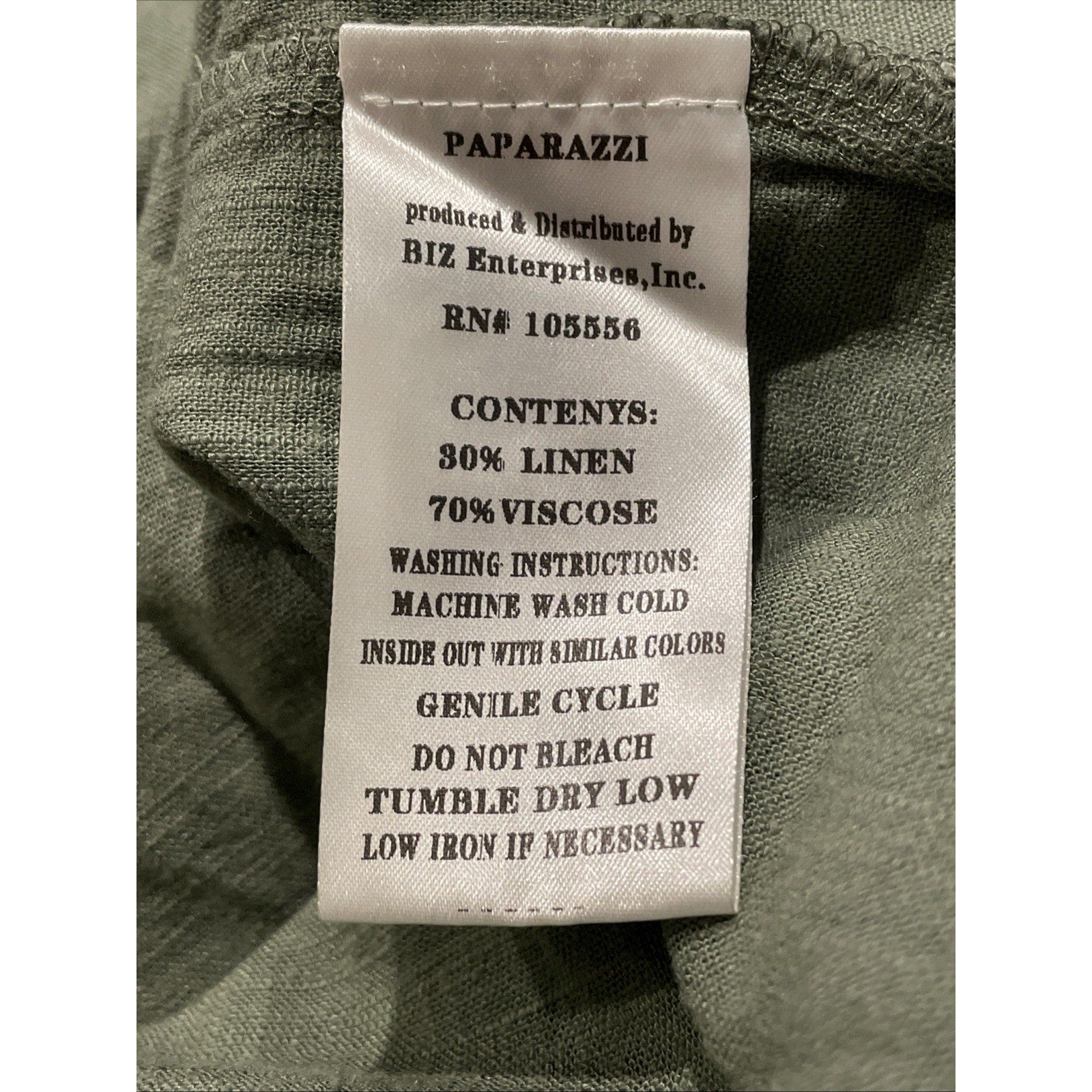 Paparazzi Boho Olive Green Linen Blend Blouse NWT size Xl Women’s