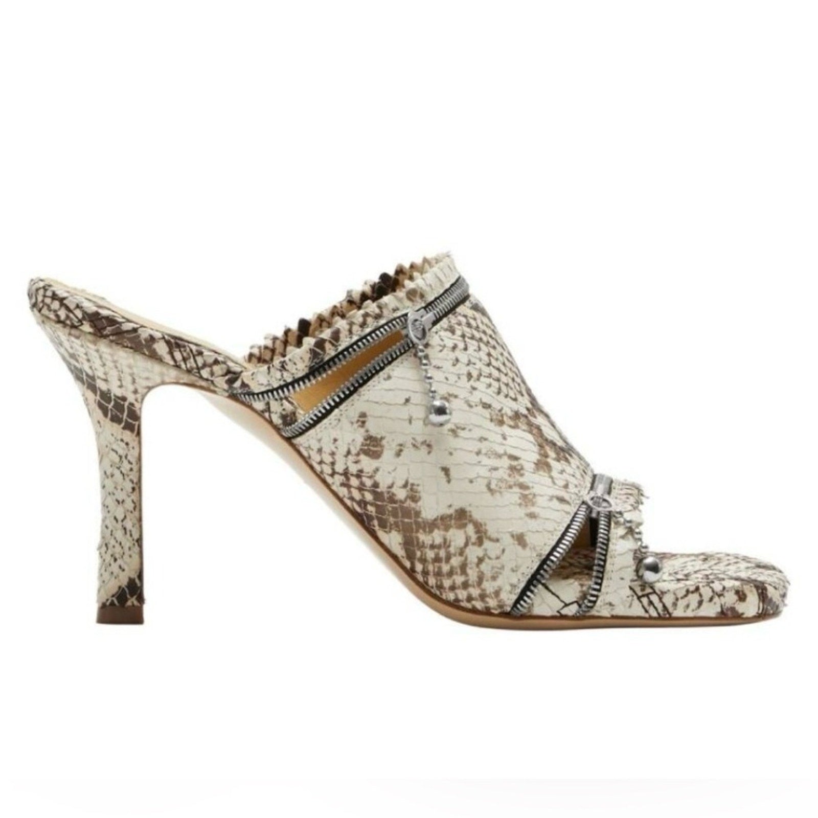 Burberry Elegant Leather Snakeskin Print Heeled Sandals NIB Size 9