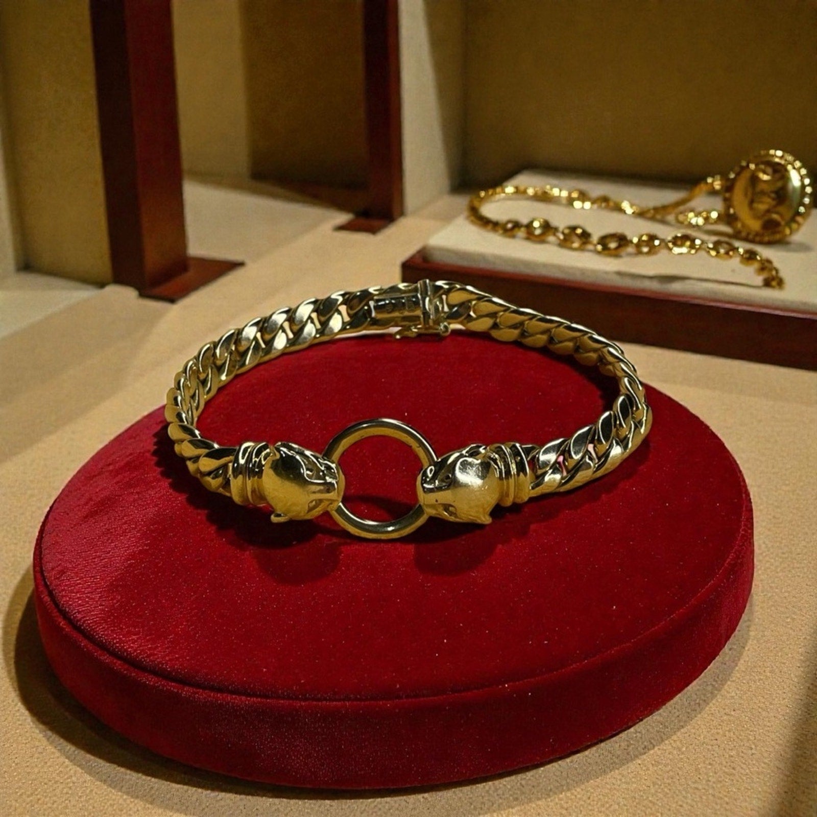 14k Italian Panther Head Rope Bracelet, CIA Marked 16.08 grams