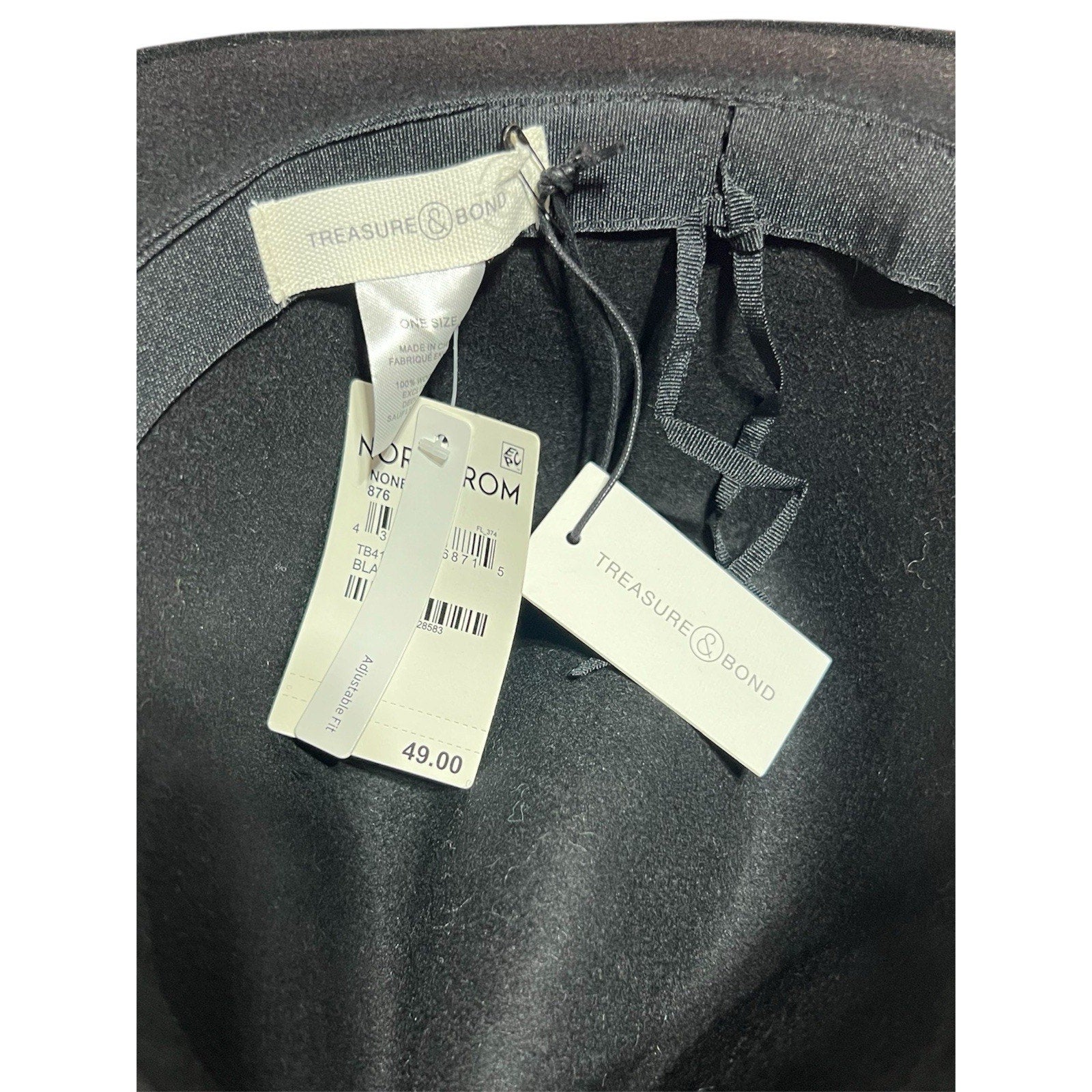 Treasure And Bond 100% Wool Black Fedora Hat NWT MSRP $49