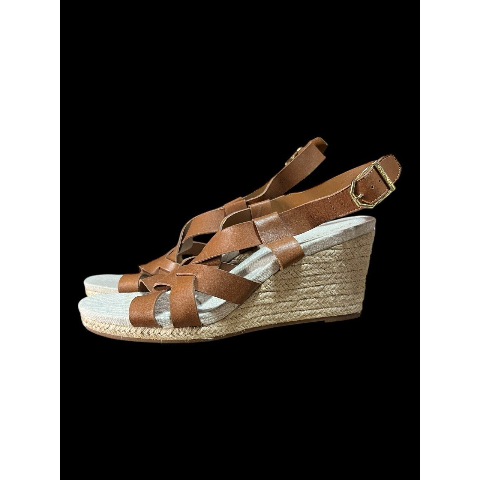 Cole Haan Women's Crystal Espadrille Wedge Sandal Tan Leather Size 8.5 B