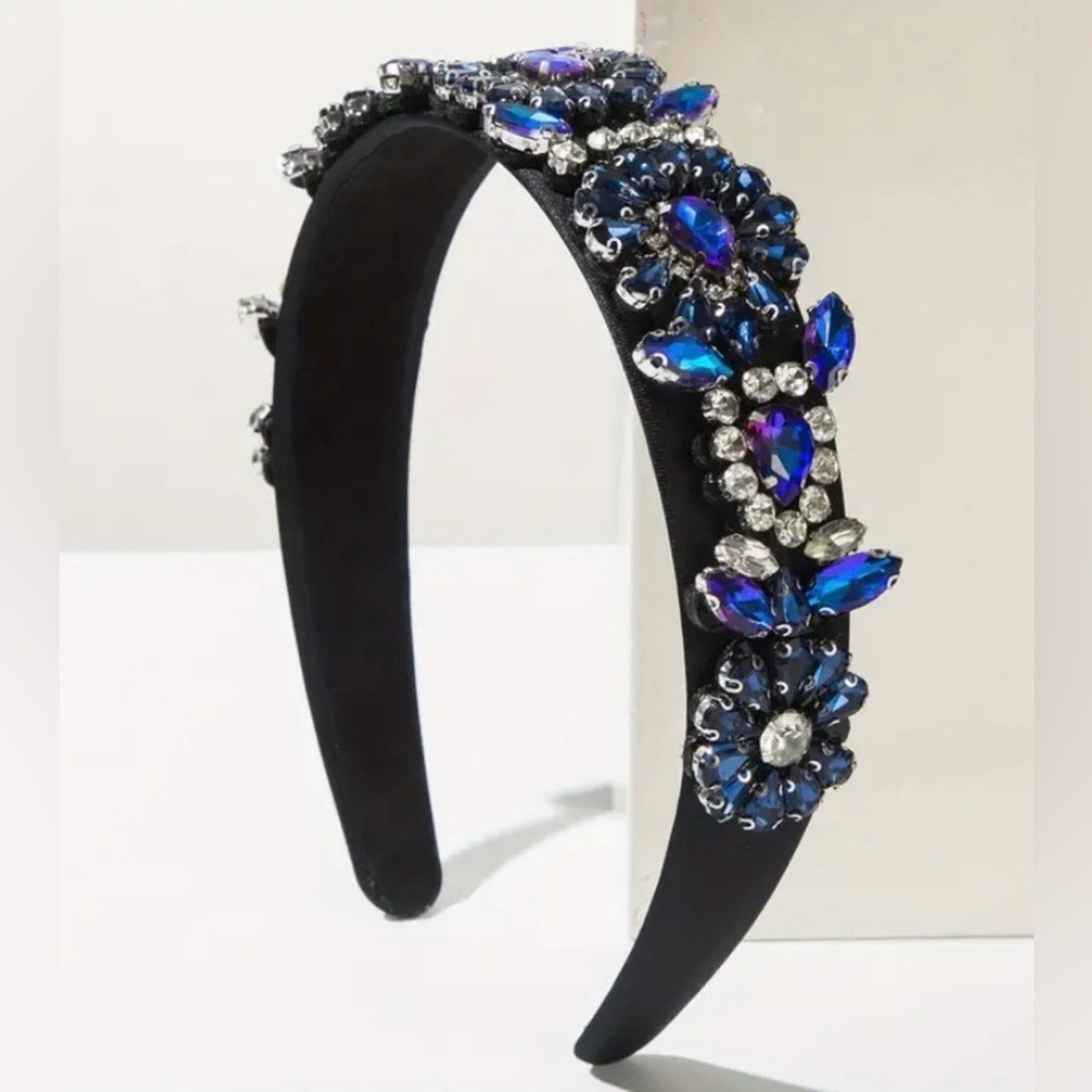Elegant Black and Blue Jeweled Headband