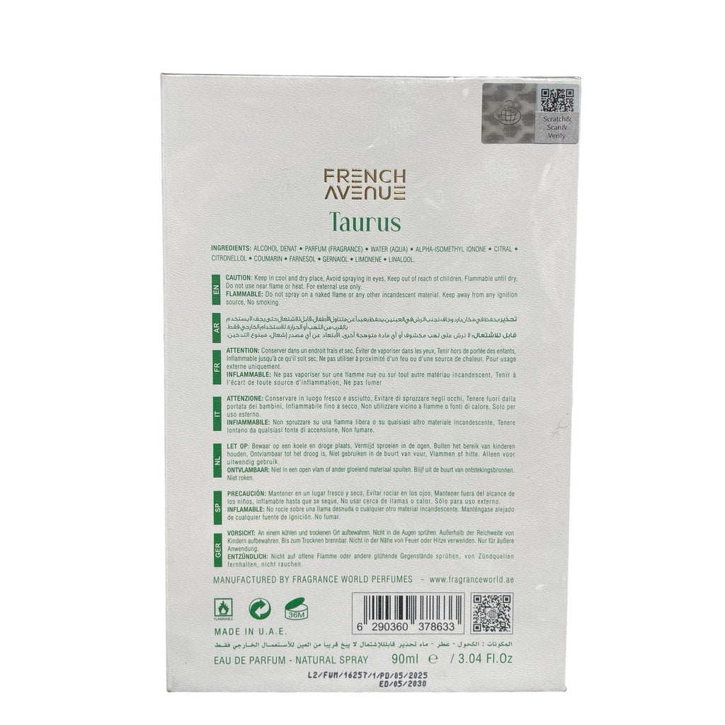 French Avenue Genesis Taurus Eau De Parfum 3.04 Oz New In Sealed Box