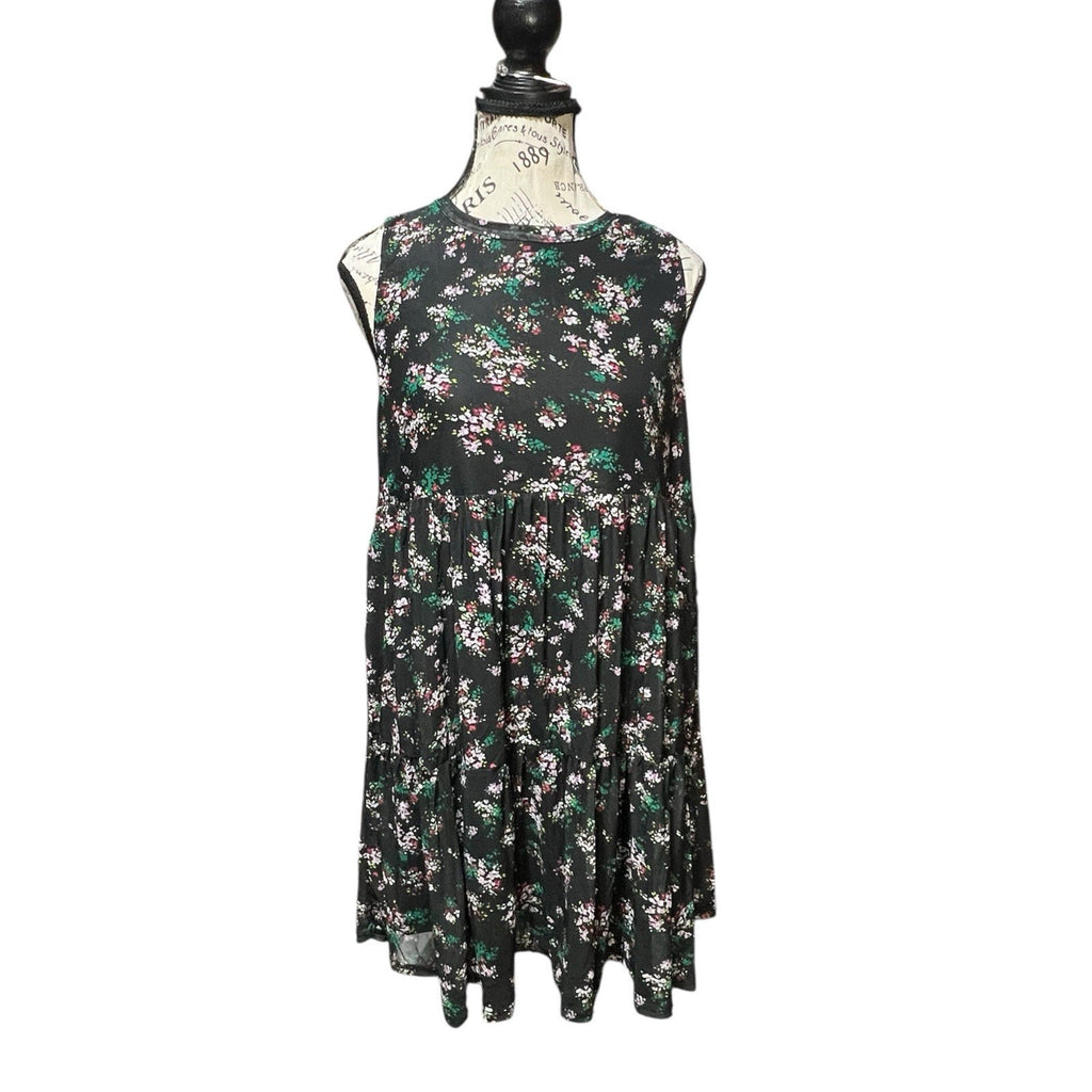 AFRM Black Floral Knee Length Dress Women’s Size M