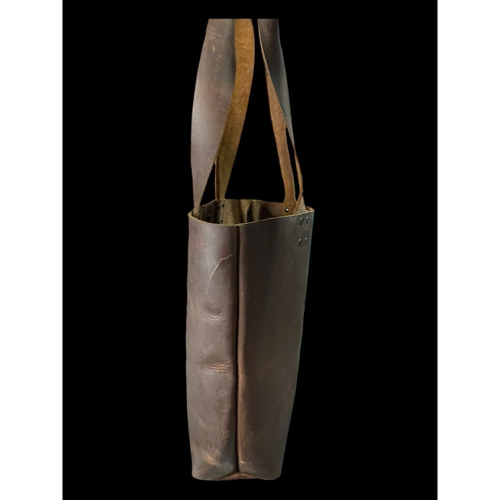 Chocolate Brown Full Grain Leather Tote Bag