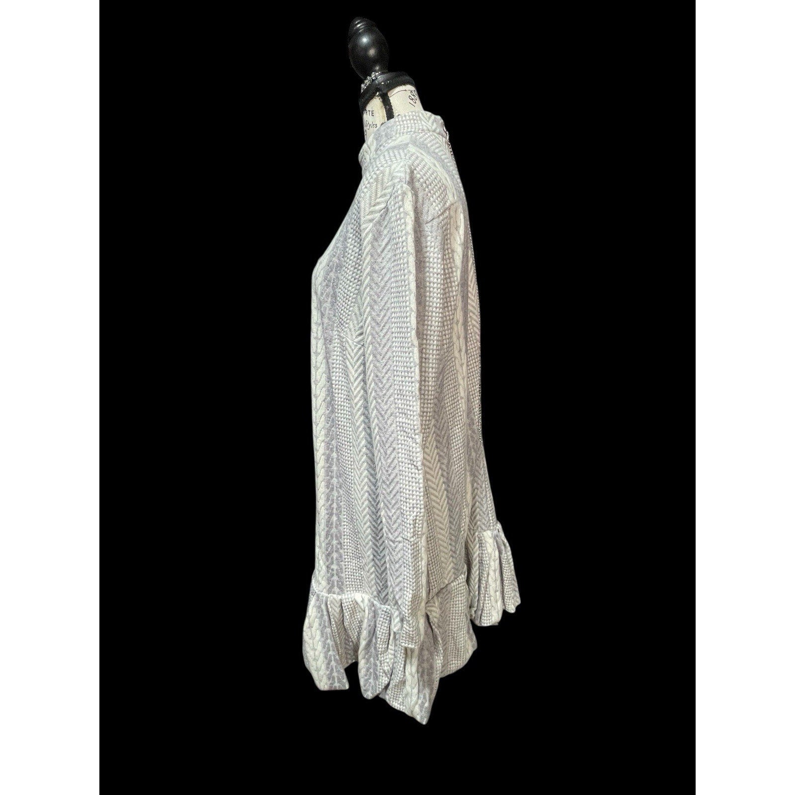 Andre Tan Knit Dress – Gray & Beige, XL Knee-Length Cozy