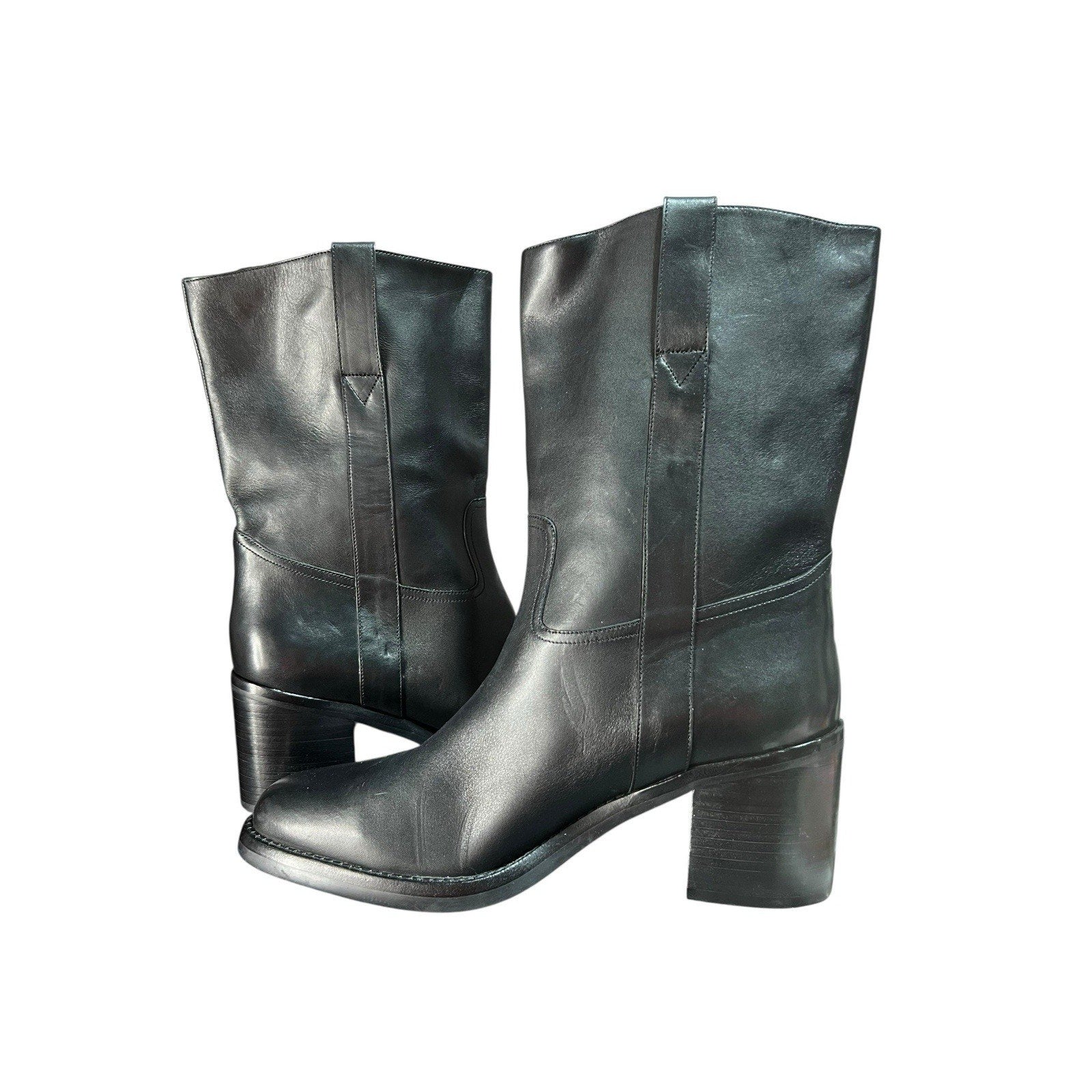Jeffree Campbell Black Mid Calf Boots Women’s 10 With 3.5in Heel