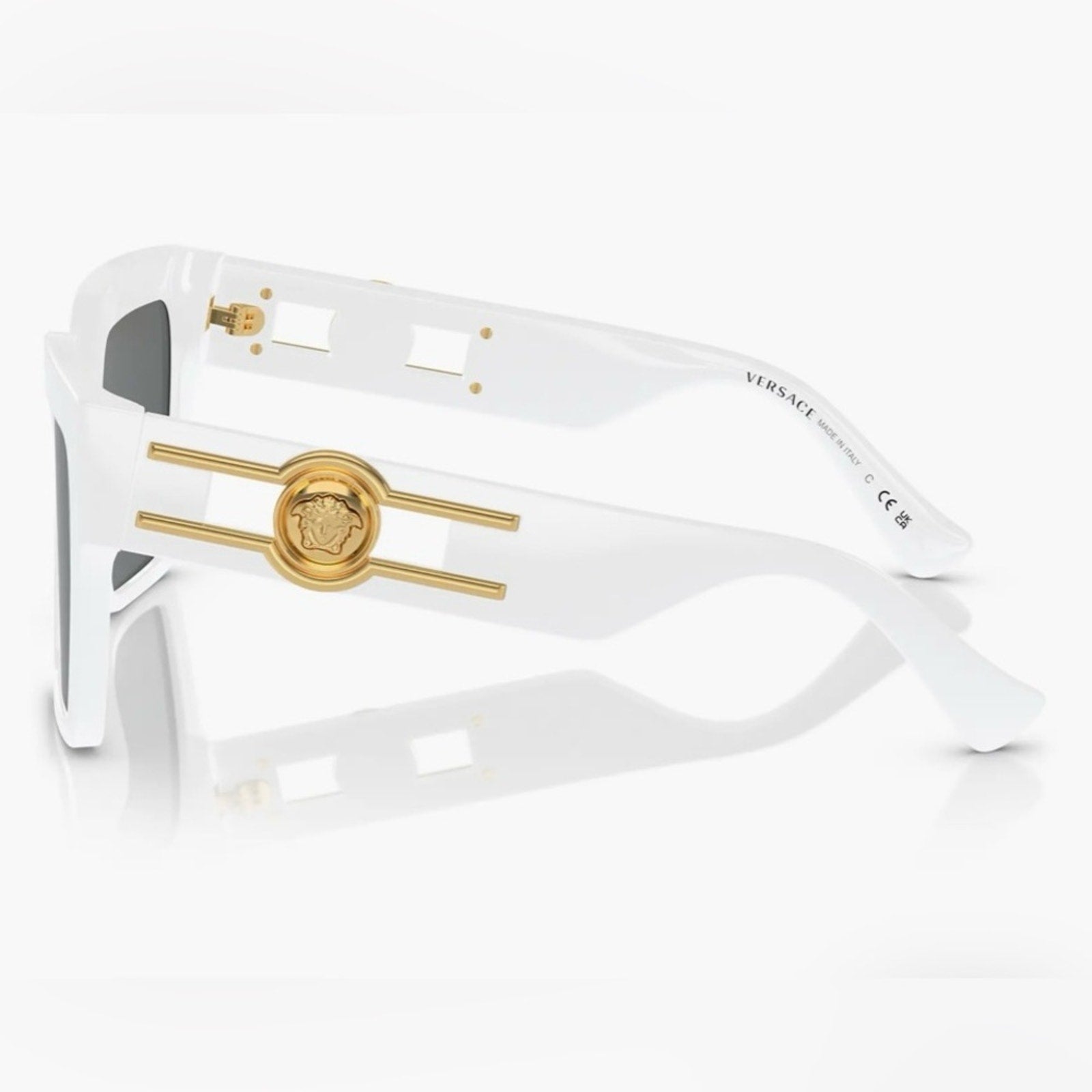 Versace Gold and White Designer Sunglasses NIB $580 MSRP