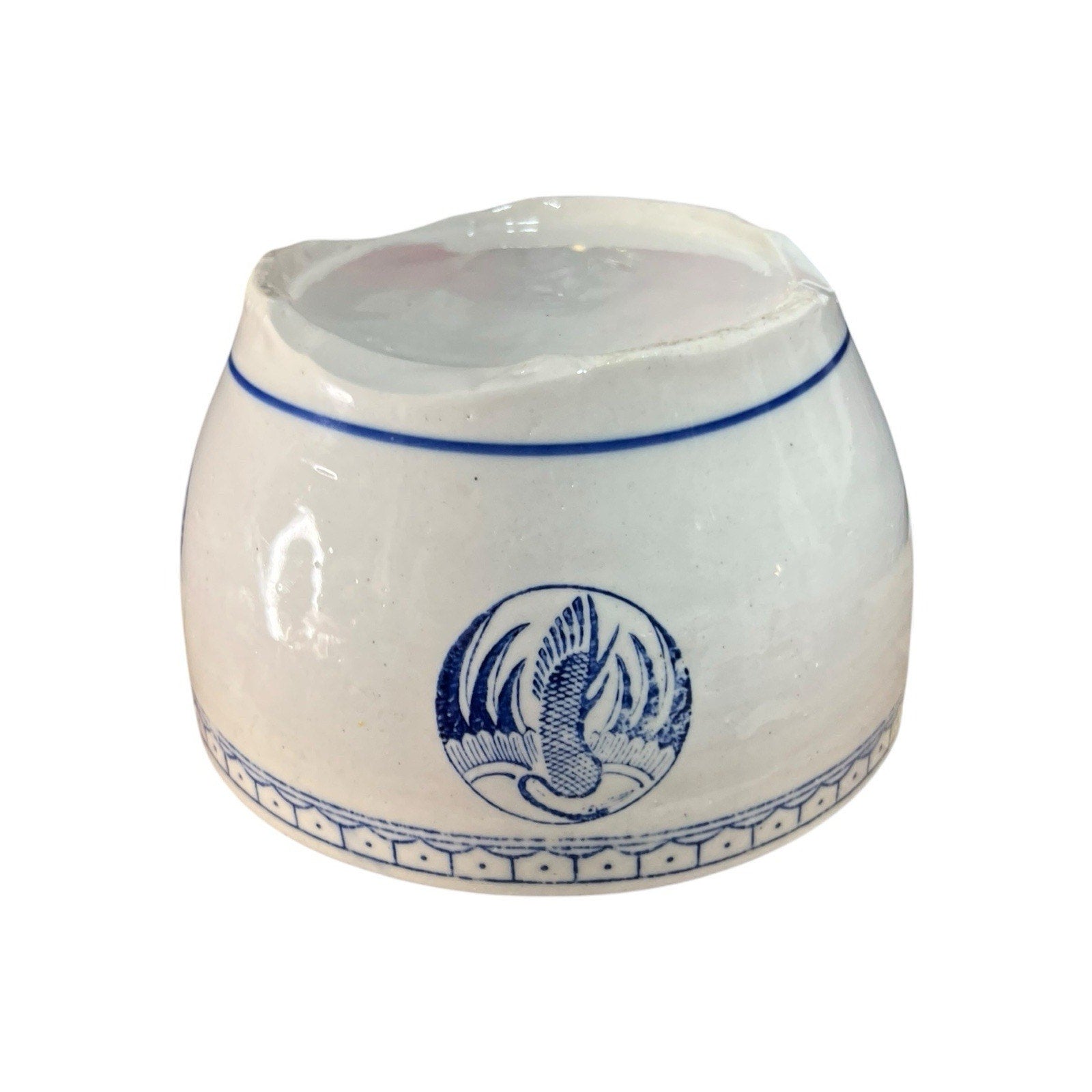 a vintage Chinese blue and white porcelain covered bowl or tureen Rice Bowl