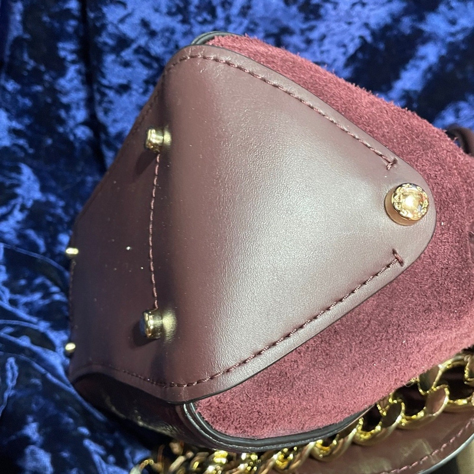 Coach Drifter Burgundy Leather Hand Bag with Gold Chain Pre Owned